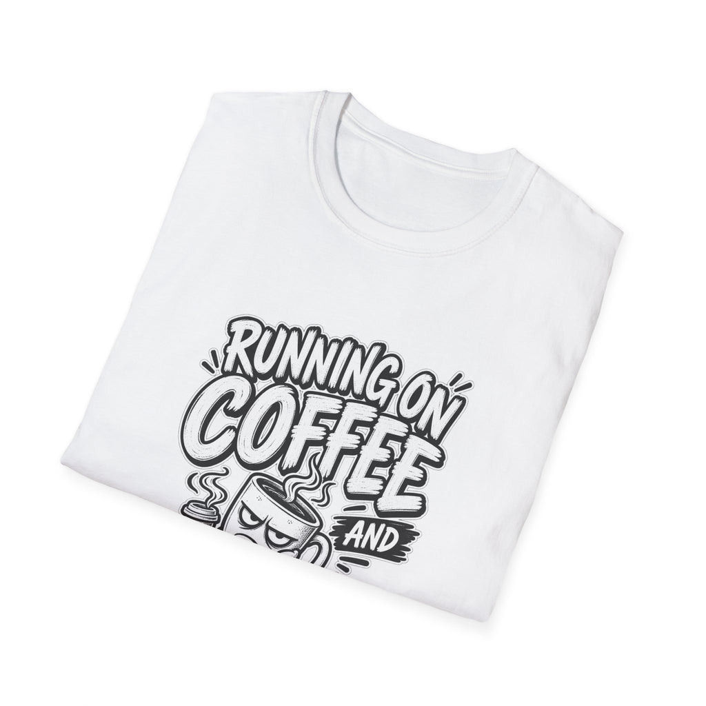 Funny Dark Humor Tshirt — Funny Office Tshirt Dark Humor Graphic Tee Unique Coworker Gift  RUNNING ON COFFEE AND PASSIVE AGGRESSION Shirt