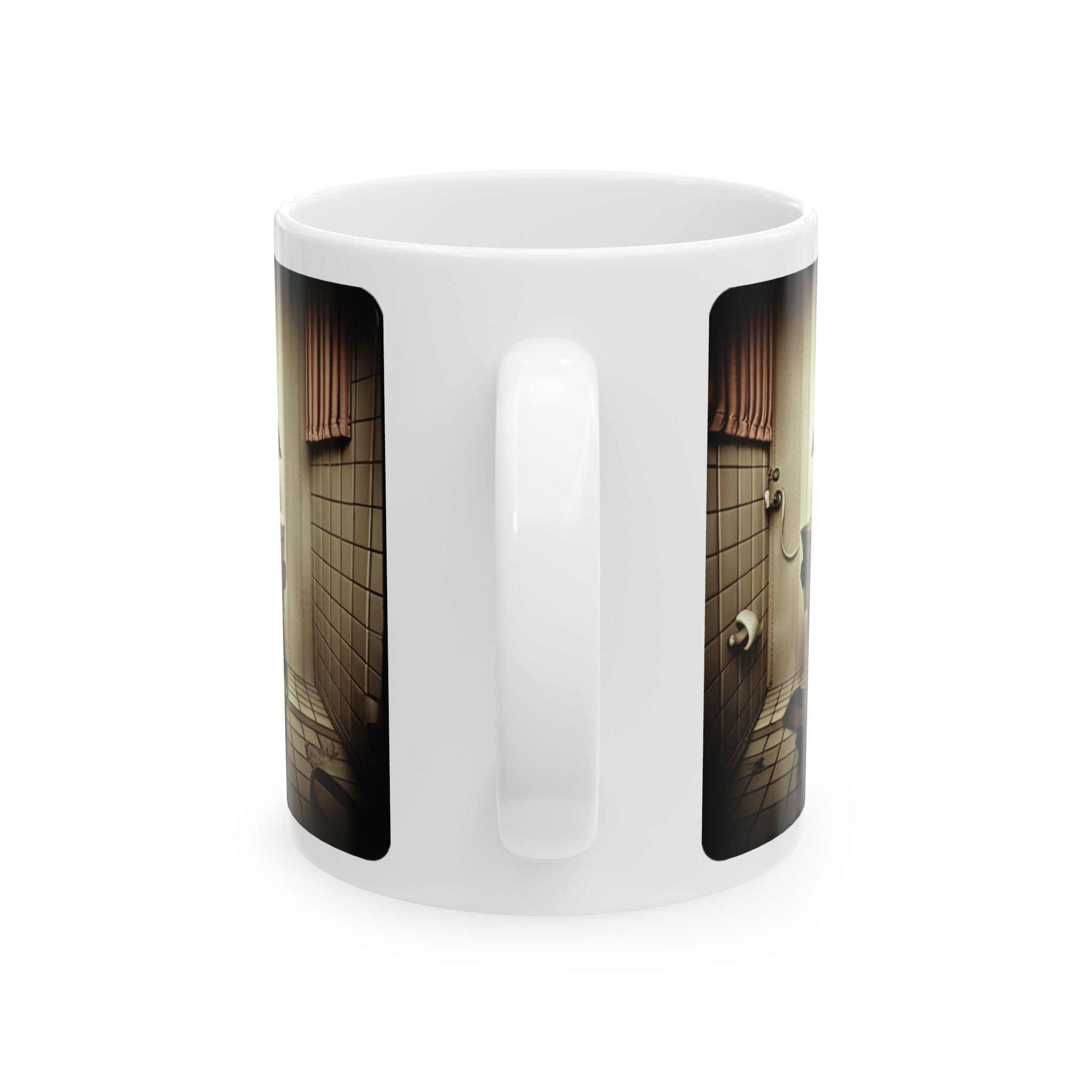 Funny Dog Sitting on Toilet Reading Newspaper Mug Gift Animal Coffee Mug 11oz