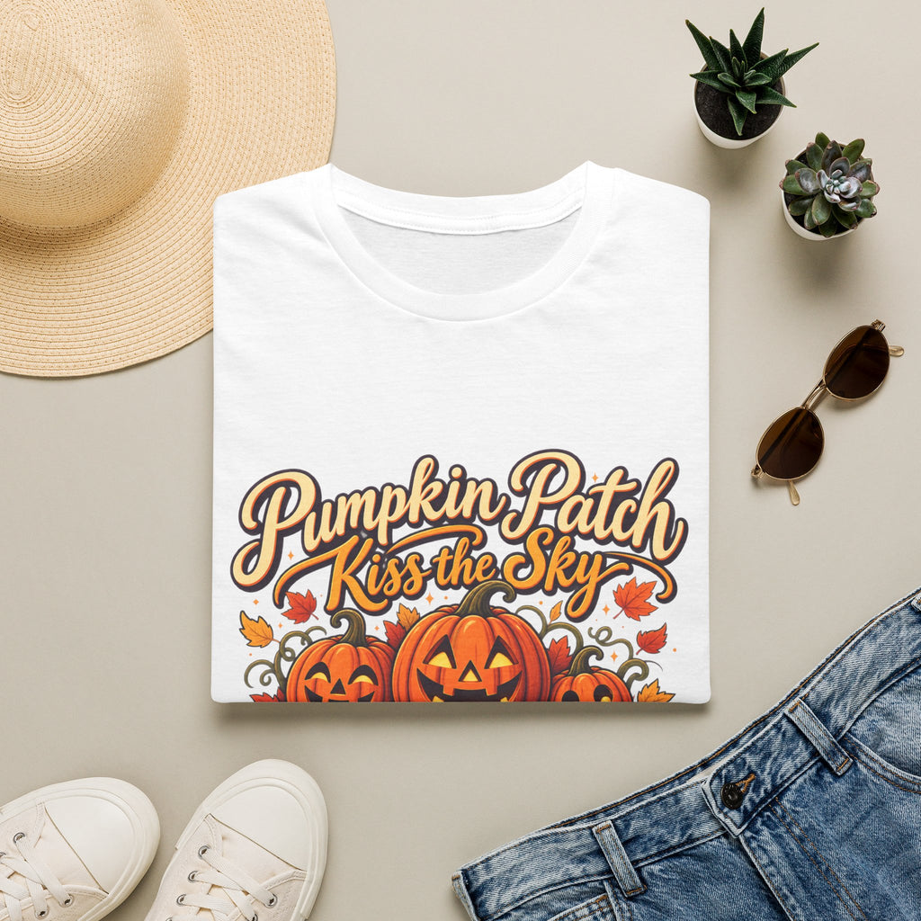 Pumpkin Patch Kiss the Sky Shirt | Cute Fall Jack-O'-Lantern Graphic Tee | Womens Halloween T-Shirt
