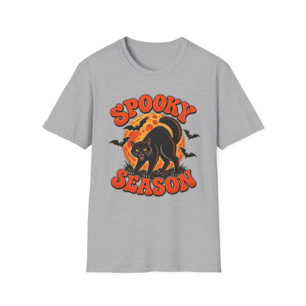 Retro Black Cat Halloween Shirt | Vintage Spooky Season Graphic Tee | Womens Halloween T-Shirt