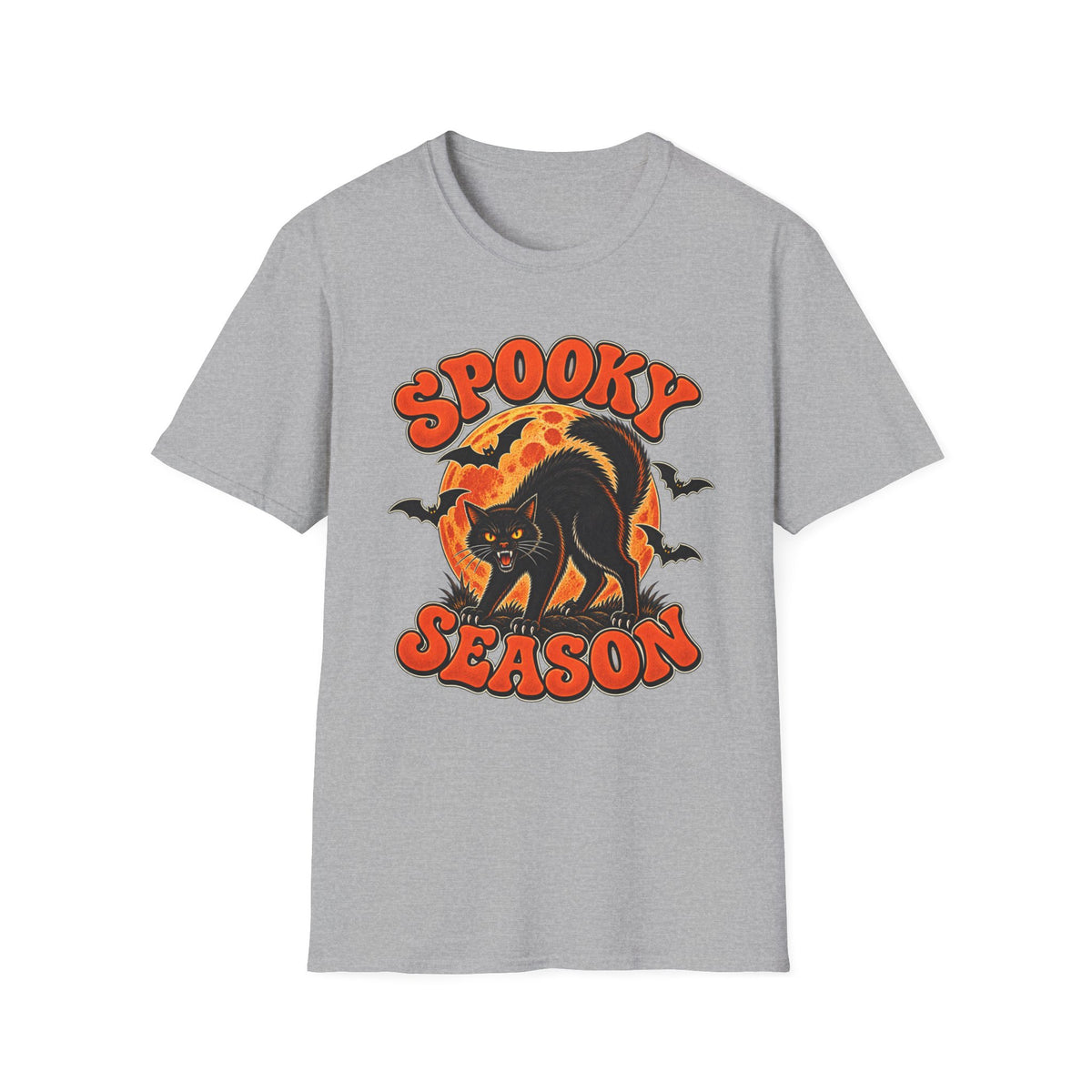 Retro Black Cat Halloween Shirt | Vintage Spooky Season Graphic Tee | Womens Halloween T-Shirt