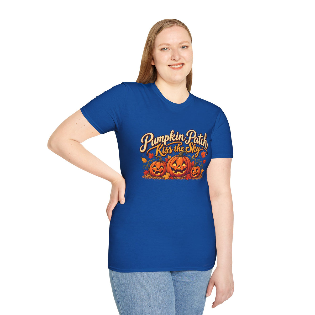 Pumpkin Patch Kiss the Sky Shirt | Cute Fall Jack-O'-Lantern Graphic Tee | Womens Halloween T-Shirt