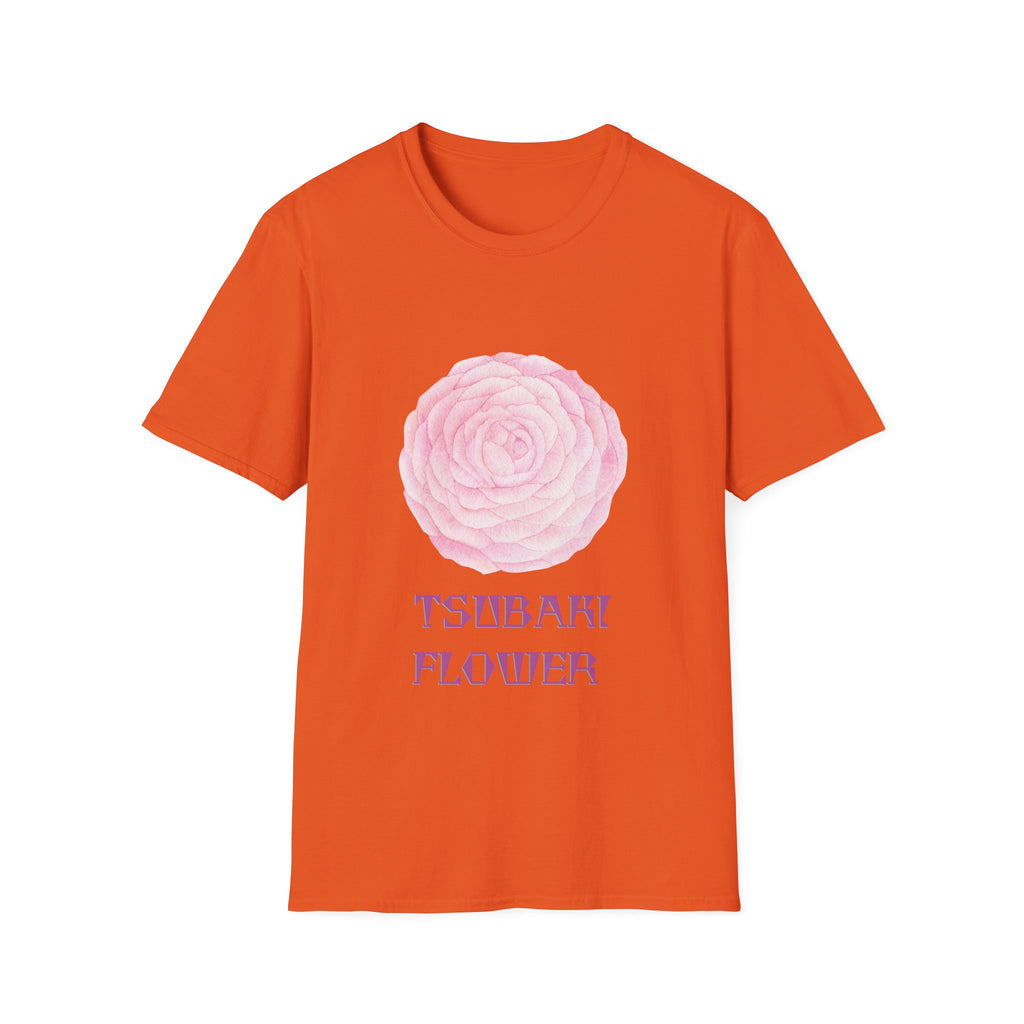 Tsubaki Japanese Camellia Unisex Softstyle T-Shirt Gift Cotton Japan Art Flower