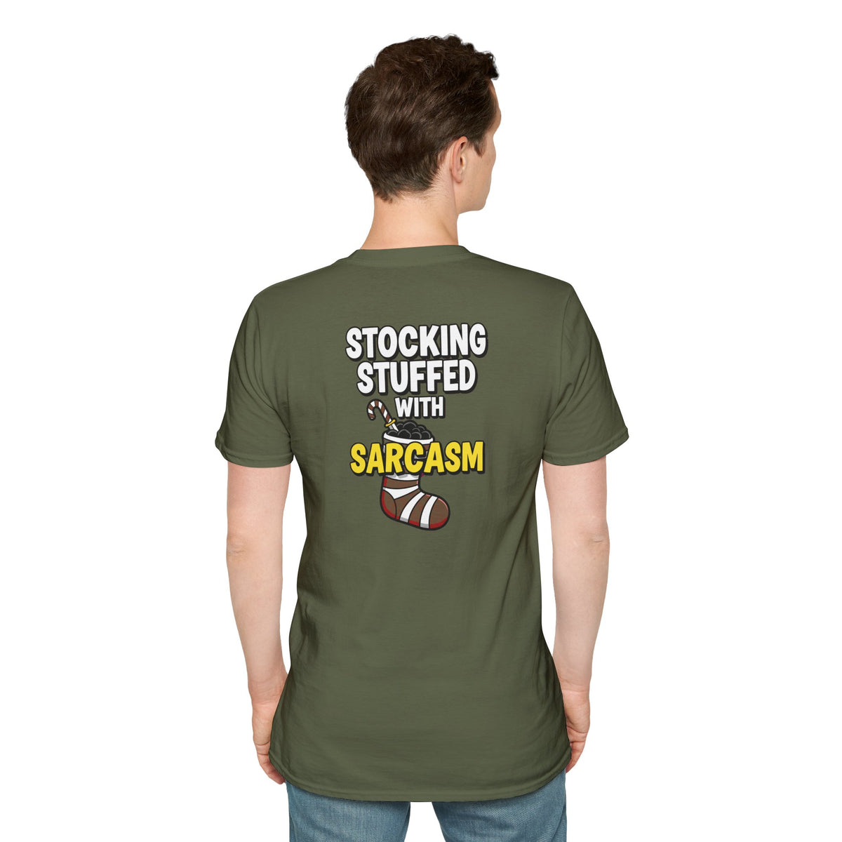Dark Humor Christmas Shirt Stocking Stuffed With Sarcasm Funny Sarcastic Unisex Softstyle Tee Adult Christmas Gift