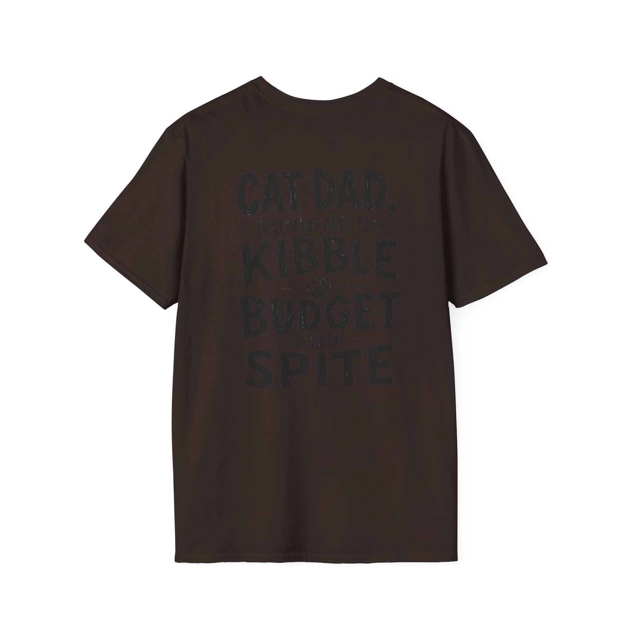 Cat Dad Shirt Running on Kibble Budget and Spite Dark Humor Tee Unique Gift Funny Tshirt