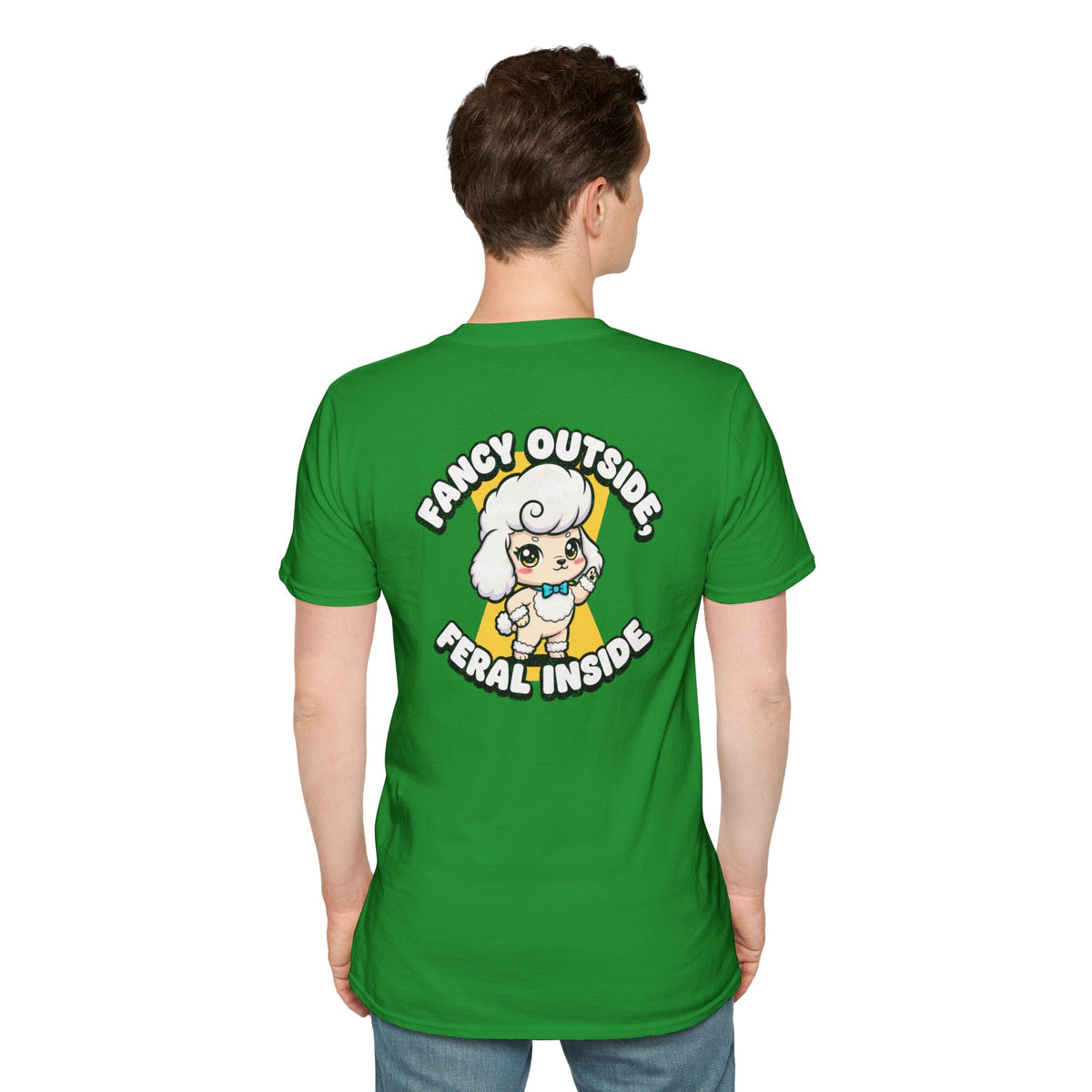 Cute Poodle Shirt Fancy Outside, Feral Inside Funny Dog Lover Unisex Softstyle Tee Gift