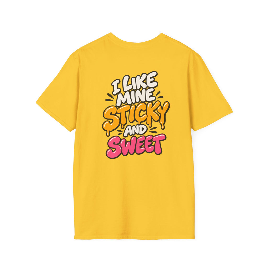 Dark Humor Funny Tshirt I LIKE MINE STICKY AND SWEET Tee Unique Gift