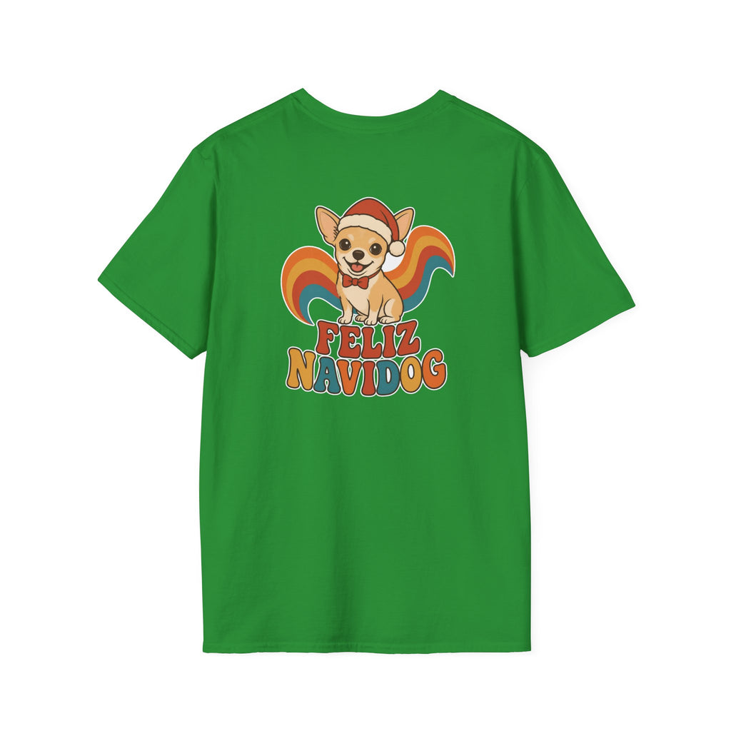 Retro Christmas Dog T-Shirt Feliz Navidog Vintage Dog Lover Shirt Unisex Softstyle Tee Christmas Gift