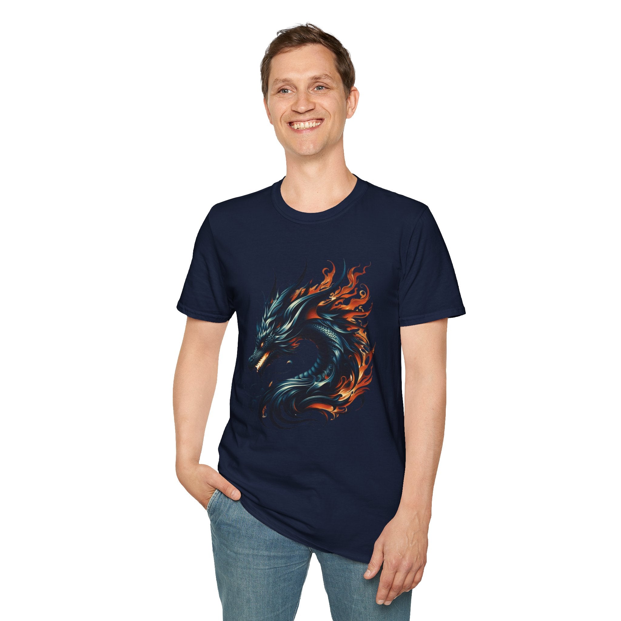 Dragon T-shirt Mens Graphic Tee Clothing Apparel Chinese Symbol Unisex Softstyle