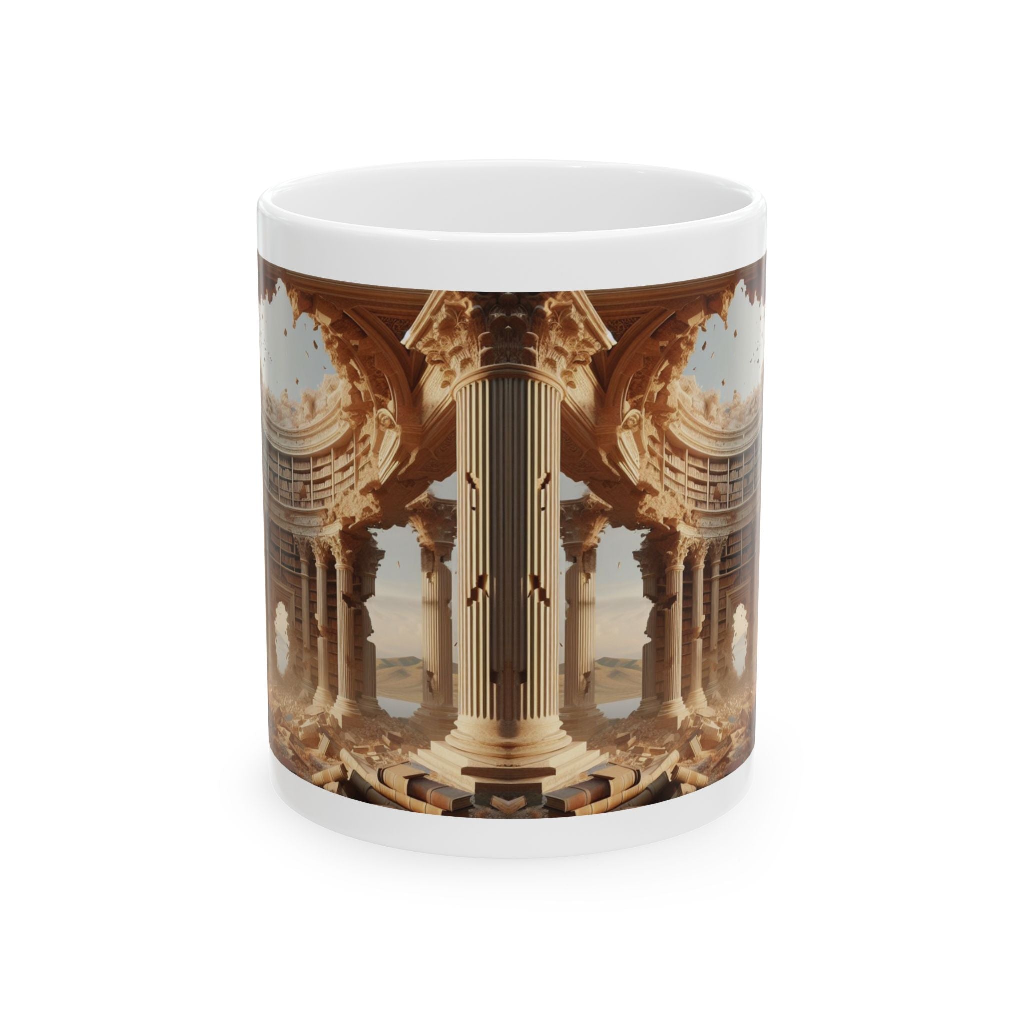 3D Ancient Library Bookshelf Mug Unique Ceramic Mug Coffee Cup Funny Gift Love 11oz