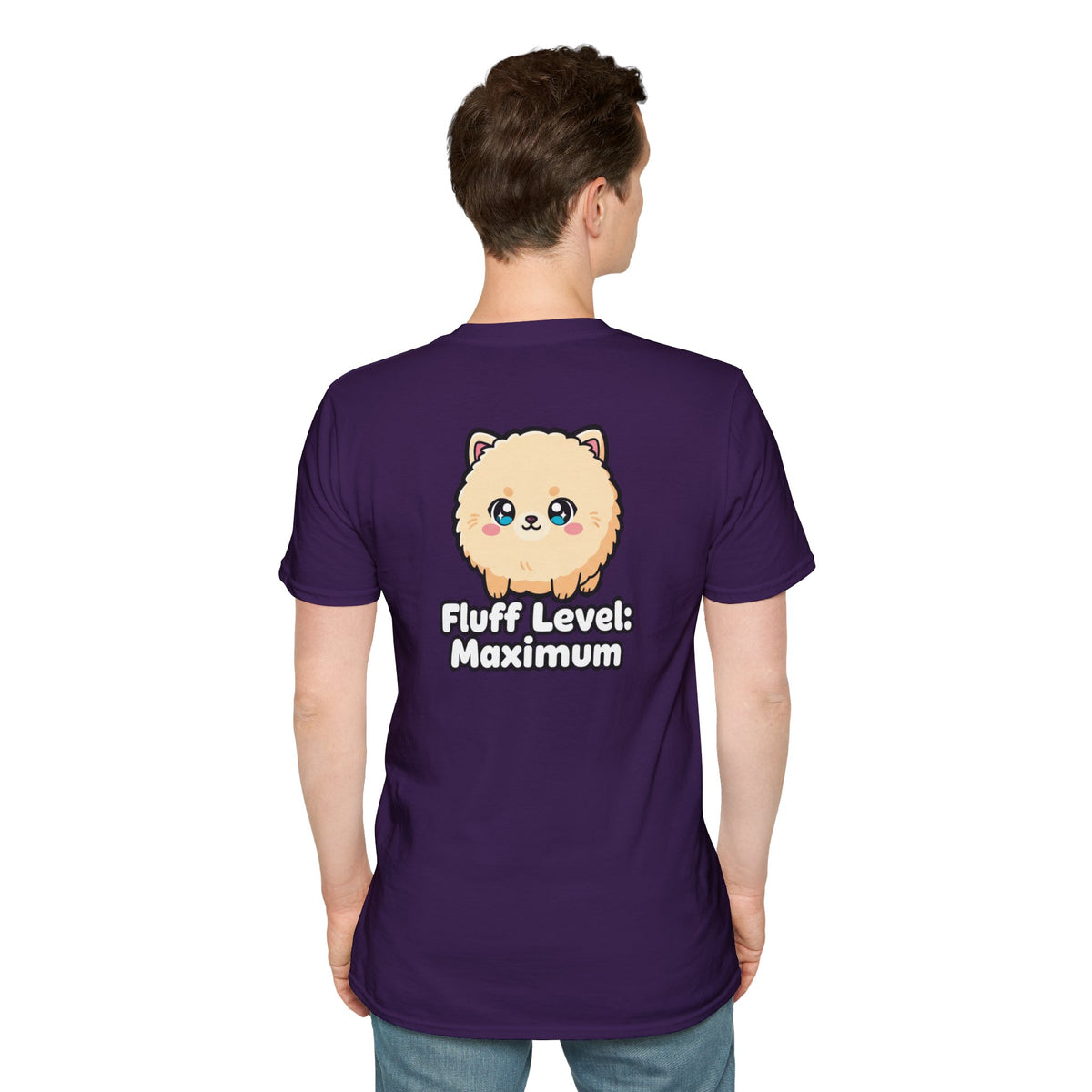 Cute Dog Pomeranian Shirt Fluff Level: Maximum Funny Dog Lover Unisex Softstyle Tee Gift
