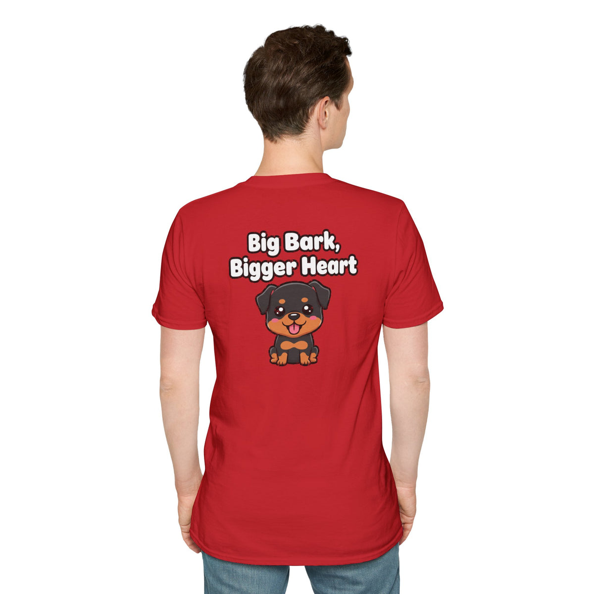 Cute Rottweiler Shirt Big Bark, Bigger Heart Funny Dog Lover Unisex Softstyle Tee Gift