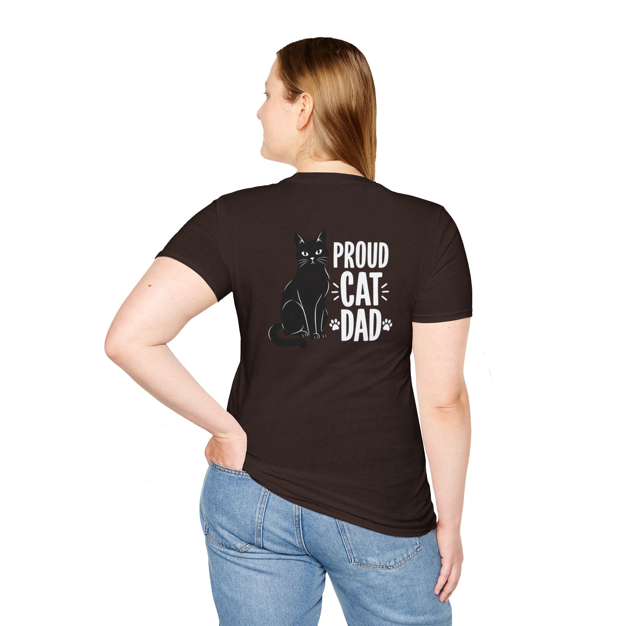 Cat Dad Shirt Proud Cat Dad Black Cat Silhouette Graphic Tee Unique Gift Funny Tshirt