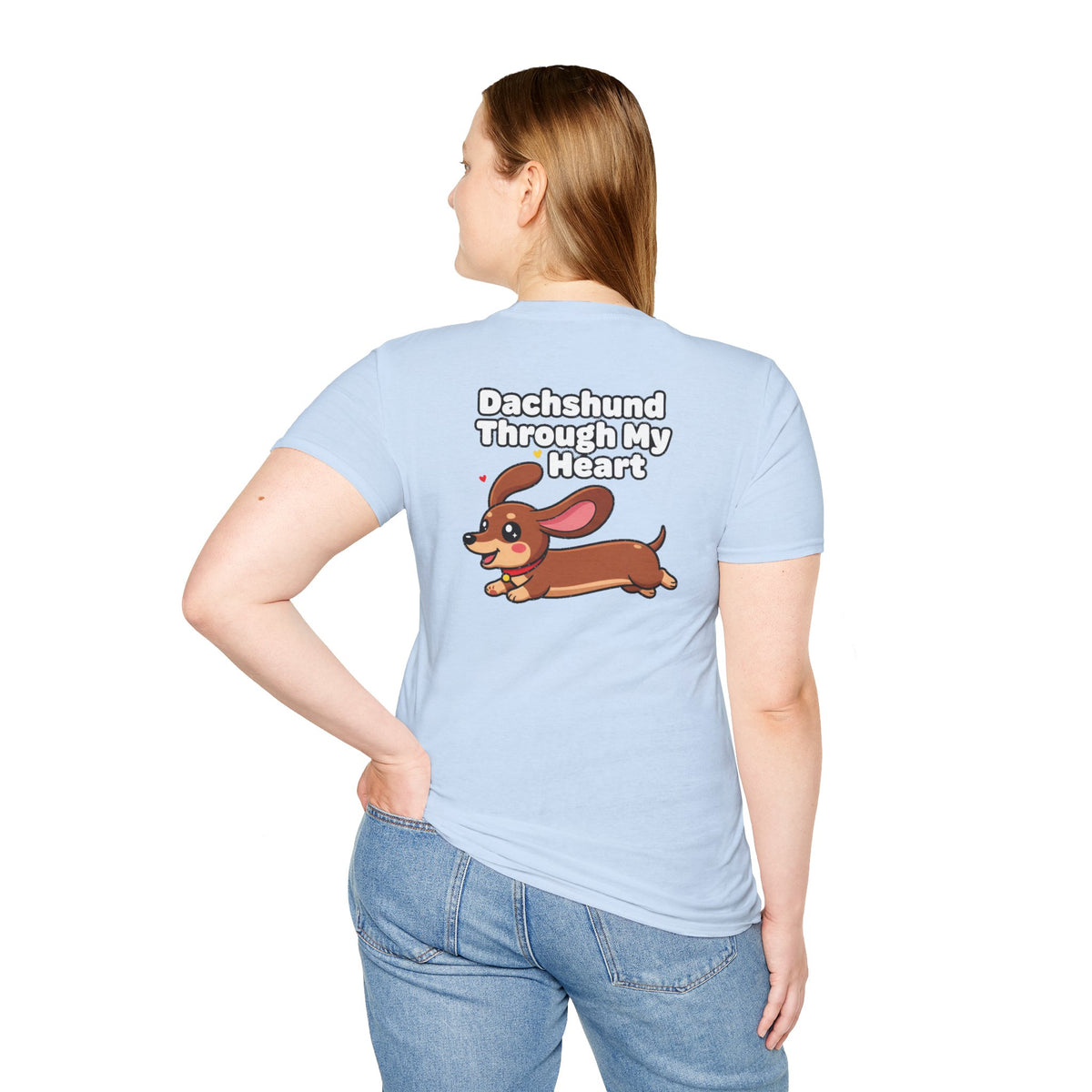 Cute Dachshund Shirt Dachshund Through My Heart Funny Dog Lover Unisex Softstyle Tee Gift