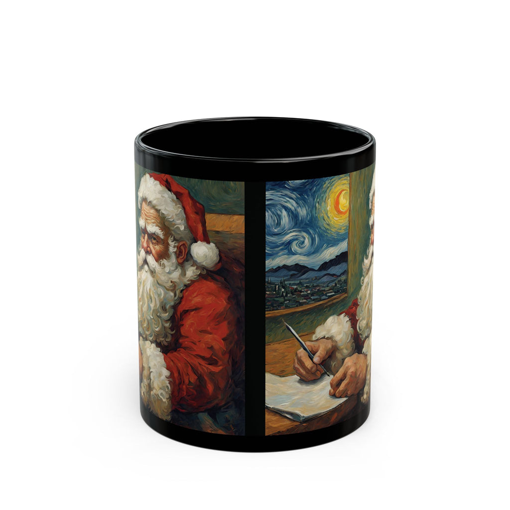 Santa Claus Mug in Vincent Van Gogh Style Mug Unique Funny Coffee Cup Gift Black