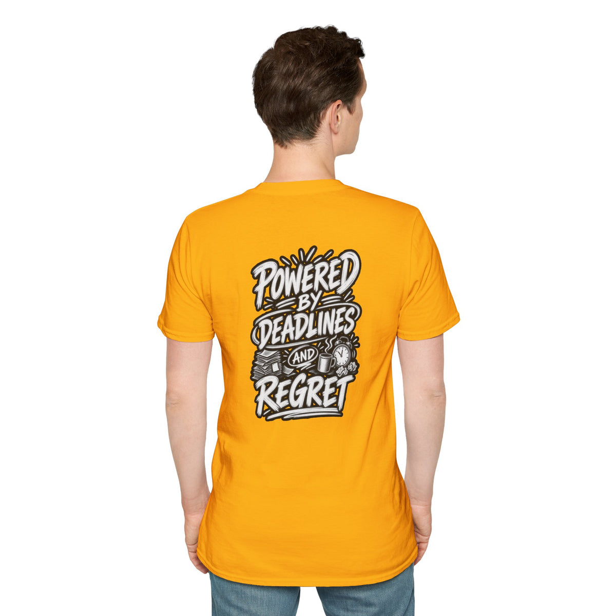 Funny Dark Humor Shirt Powered by Deadlines and Regret Funny Office Tee Unique Coworker Gift