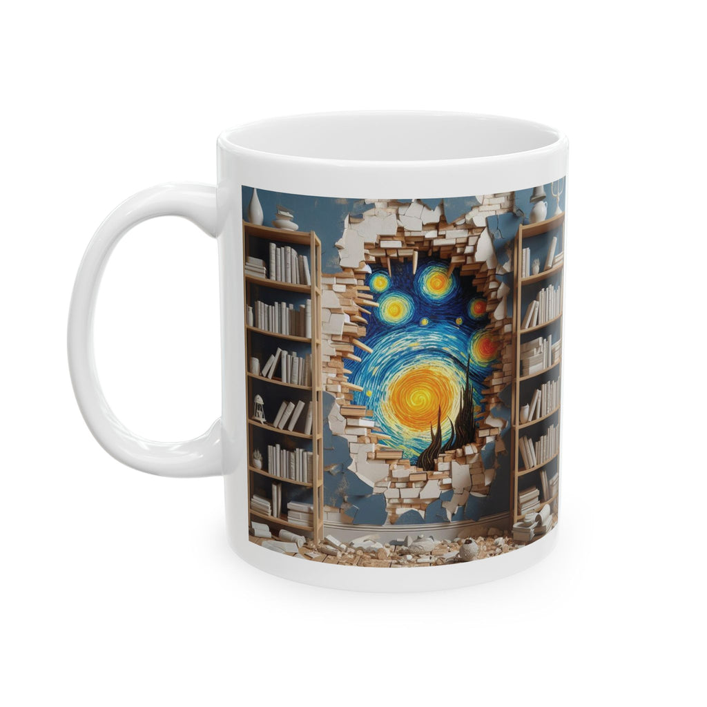 3D Bookshelf Mug-Library Book Shelf Mugs Book Lover Ceramic Van Gogh Cup Gifts 2027 11oz