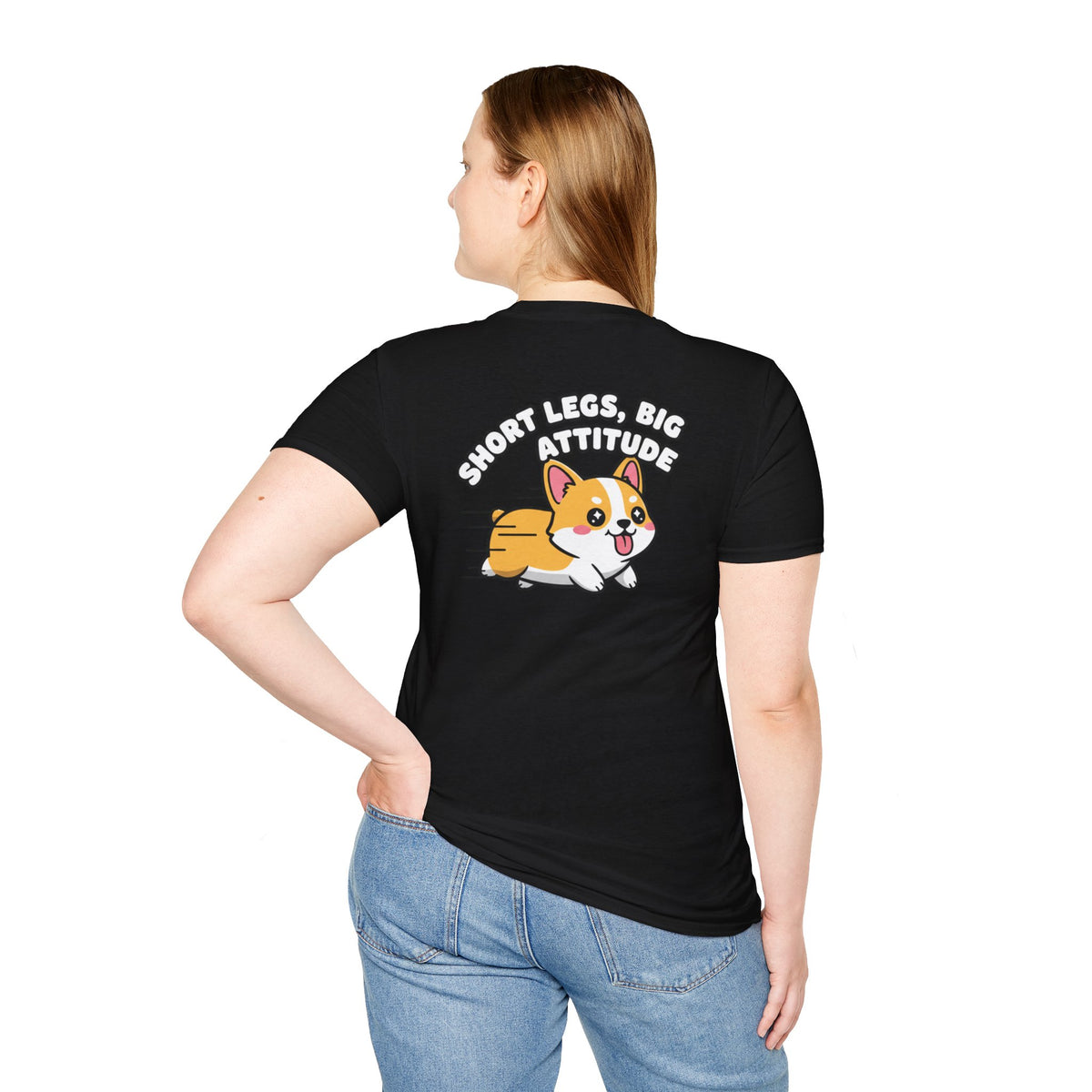 Cute Corgi Shirt Short Legs, Big Attitude Funny Dog Lover Unisex Softstyle Tee Gift