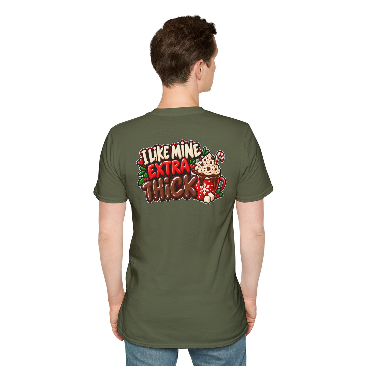 Funny Christmas Pun Tee Cheeky Holiday Shirt Dark Humor Funny Shirt I LIKE MINE EXTRA THICK T-Shirt Unique Gift