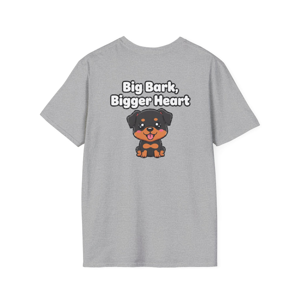 Cute Rottweiler Shirt Big Bark, Bigger Heart Funny Dog Lover Unisex Softstyle Tee Gift