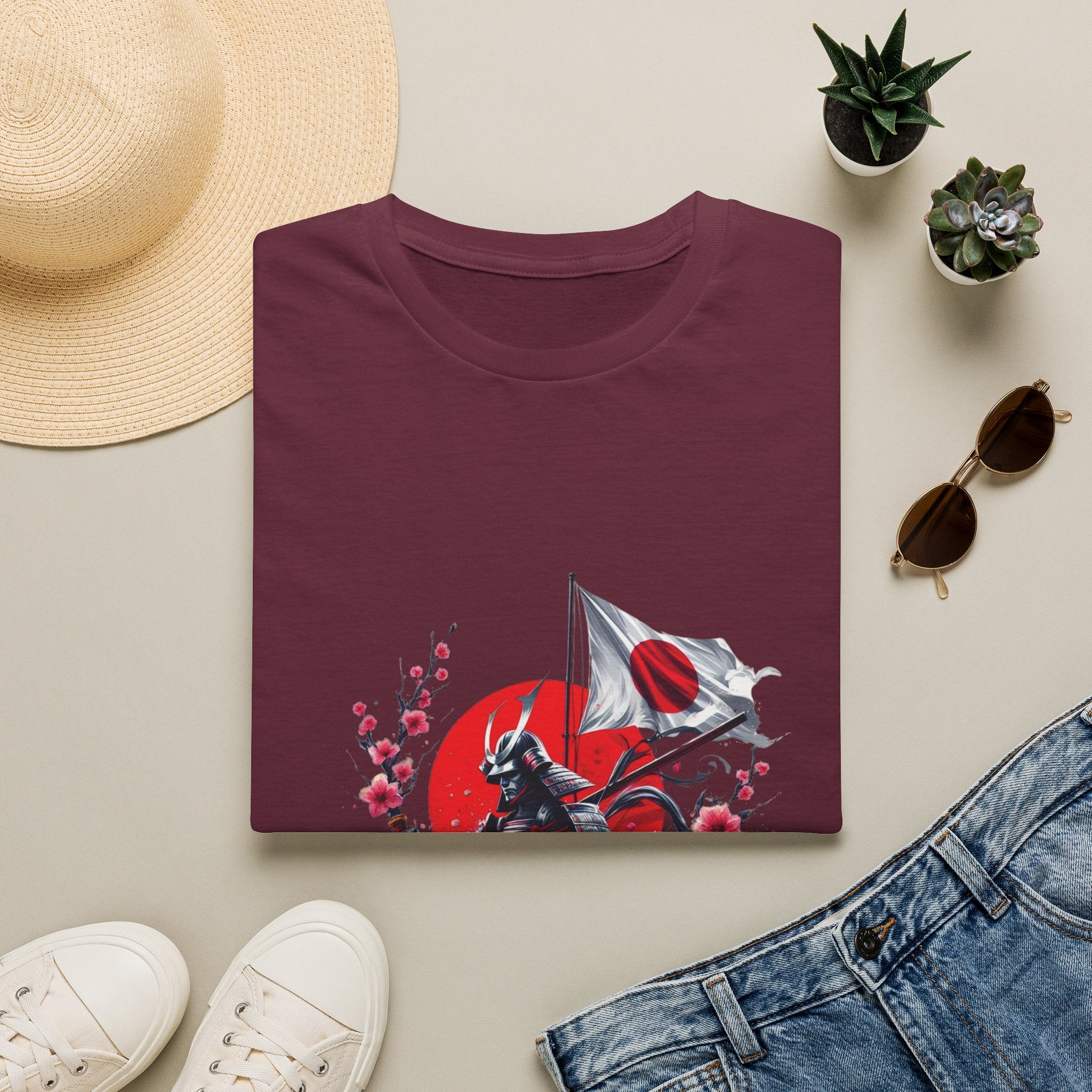 Japan Unisex Softstyle T-Shirt Japanese Art Sakura Samurai Cotton Gift Unique