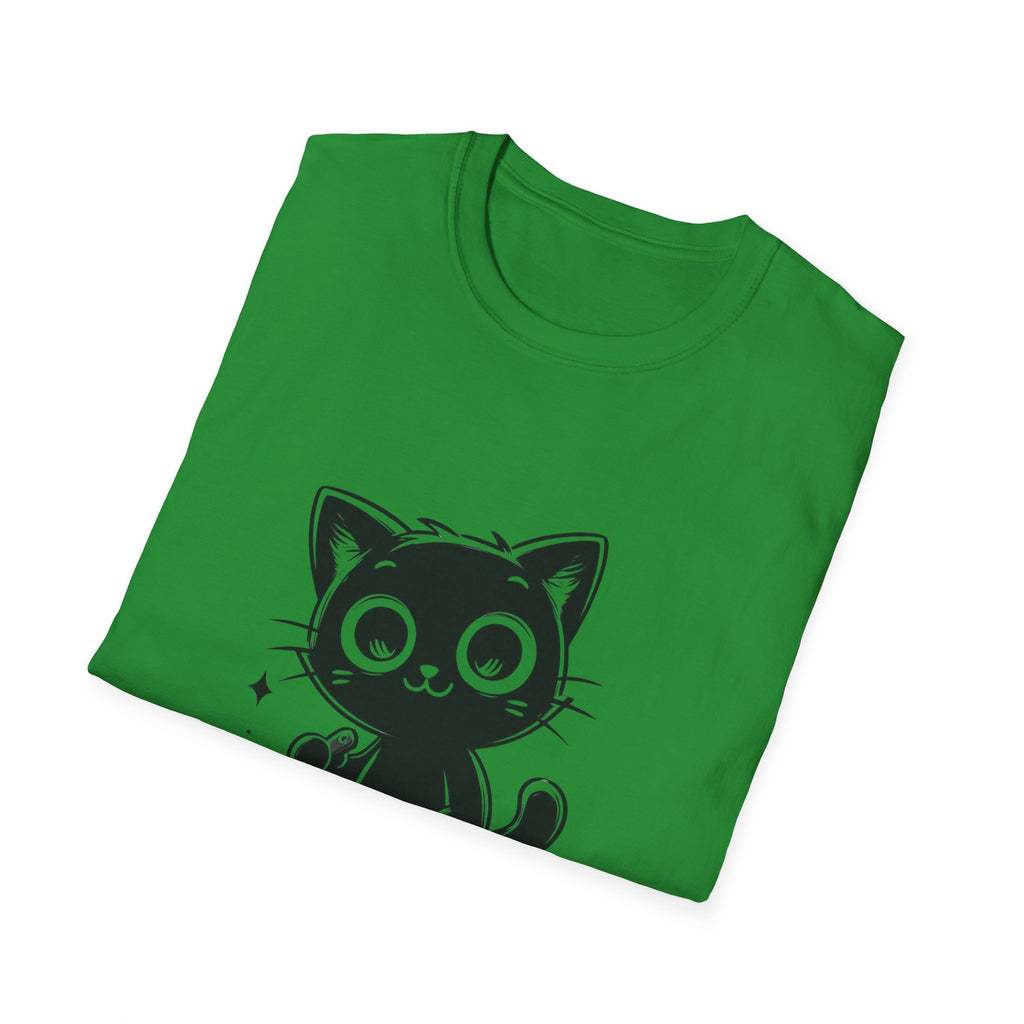 Women's and Men's Funny Cat T-shirt you saw nothing cat with bloody knife Halloween tee Soft Unisex Tshirt Gift for Her