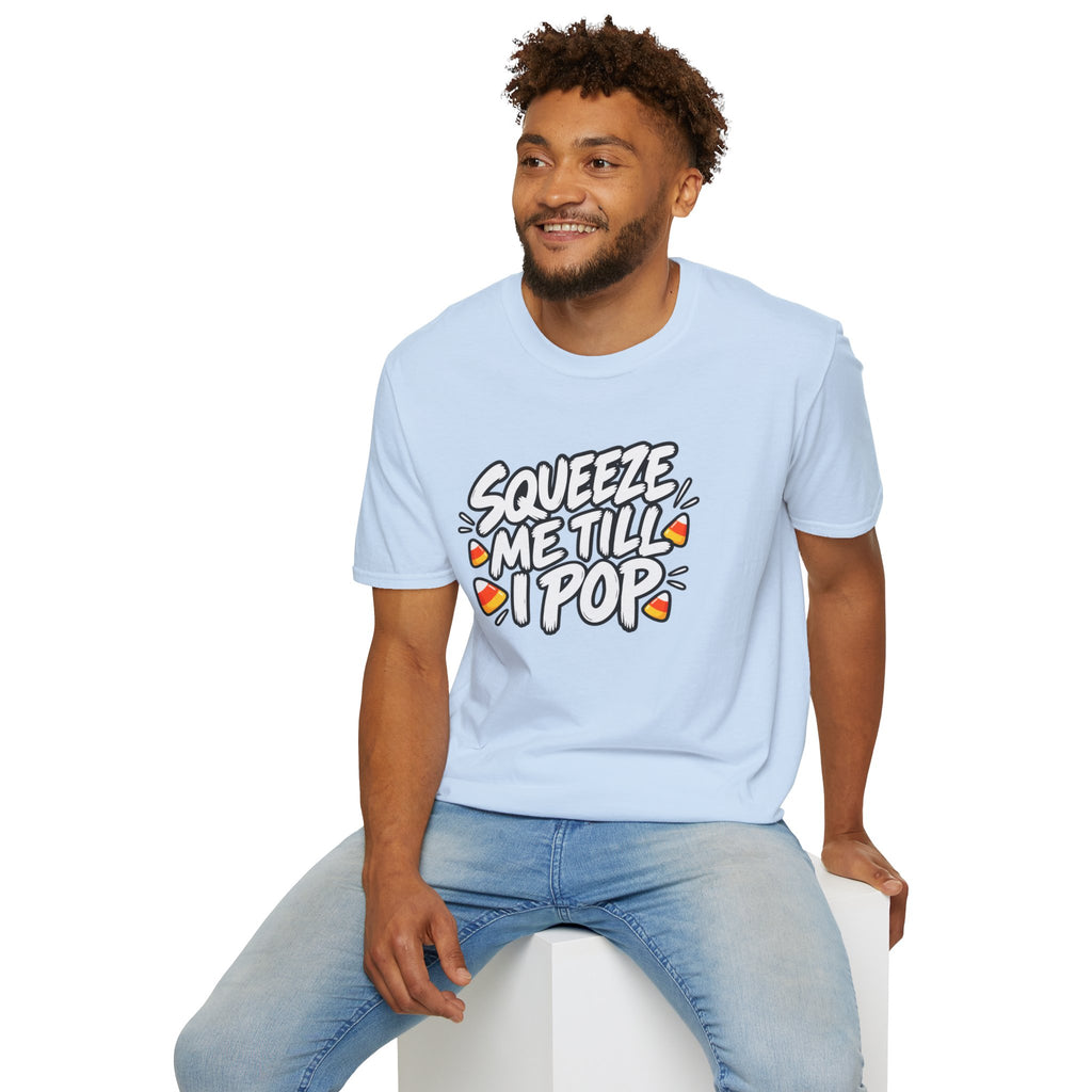 Funny Halloween Shirt Squeeze Me Till I Pop Candy Corn Novelty Tee Graphic T-Shirt