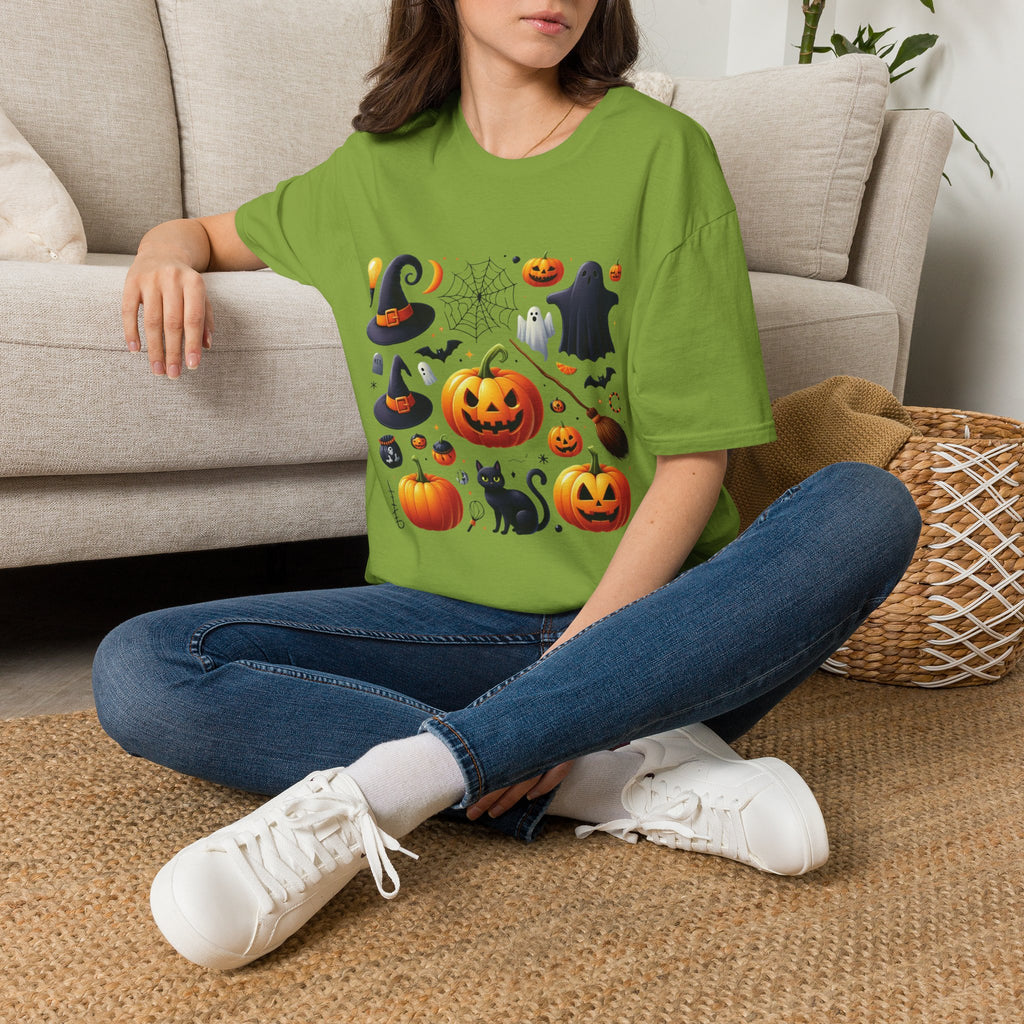 Halloween Pumpkin Face Funny Scary Mens Cotton T-Shirt Tee Top Unisex Women Gift