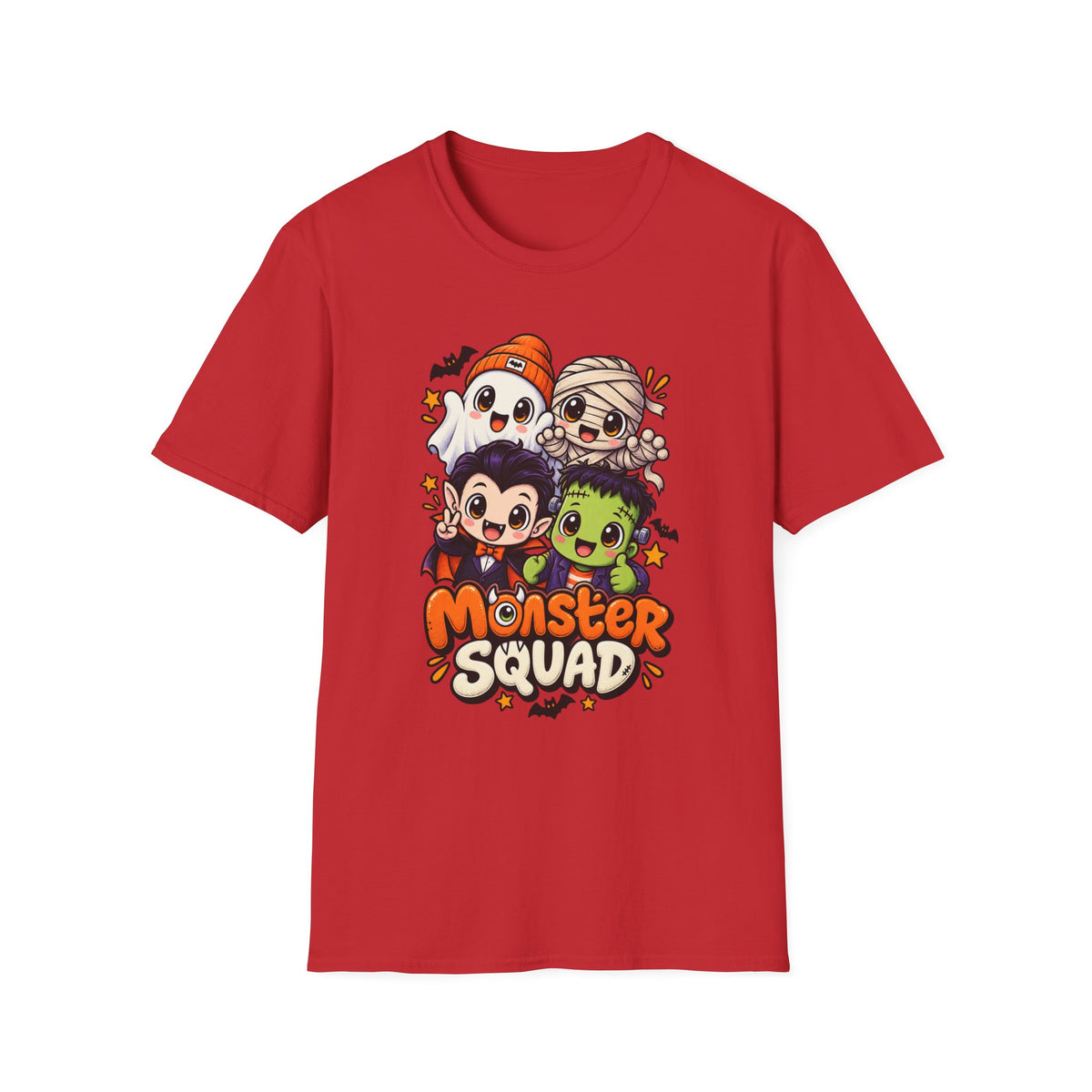 Funny Monster Squad Shirt | Cute Kawaii Halloween Tee | Ghost Mummy Vampire Frankenstein Graphic T-Shirt