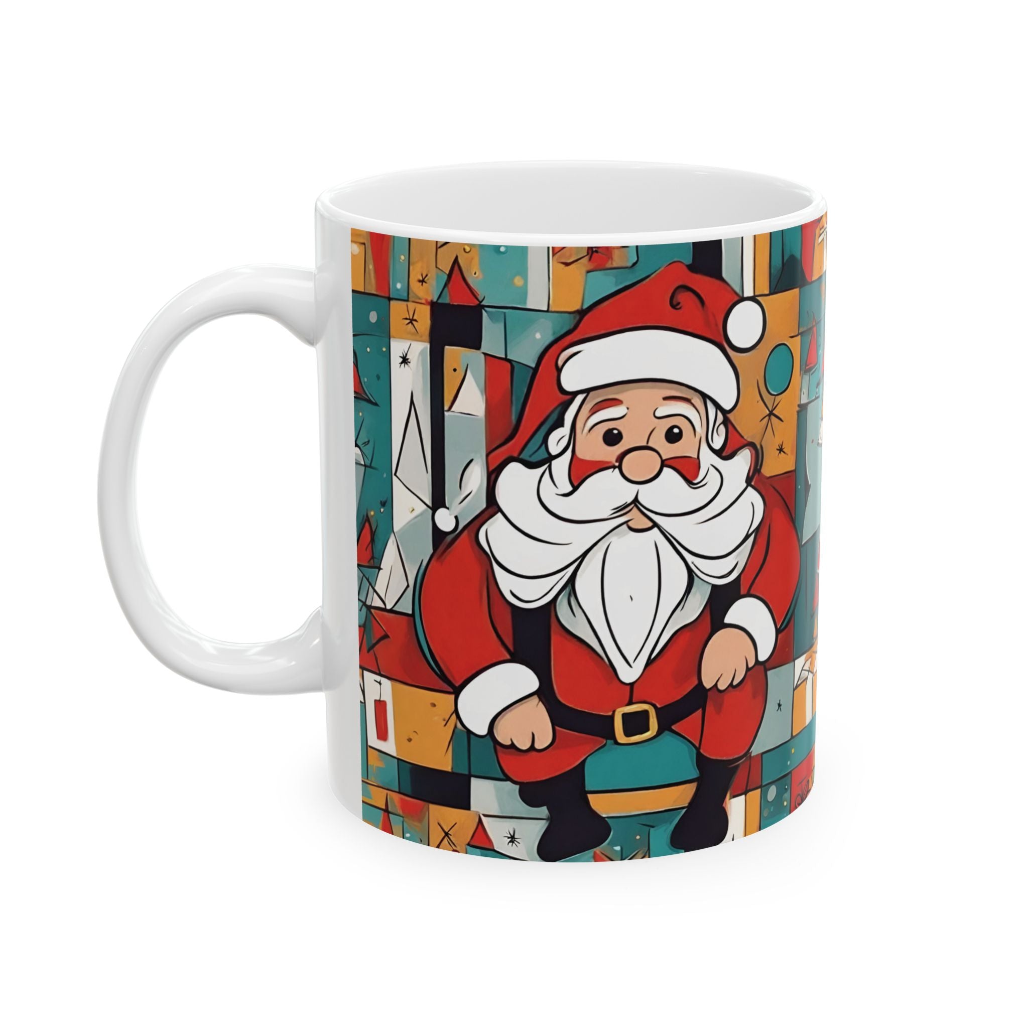 Christmas Mug Picasso Mug Art Mug Unique Funny Coffee Cup Cute Santa Gift Kids