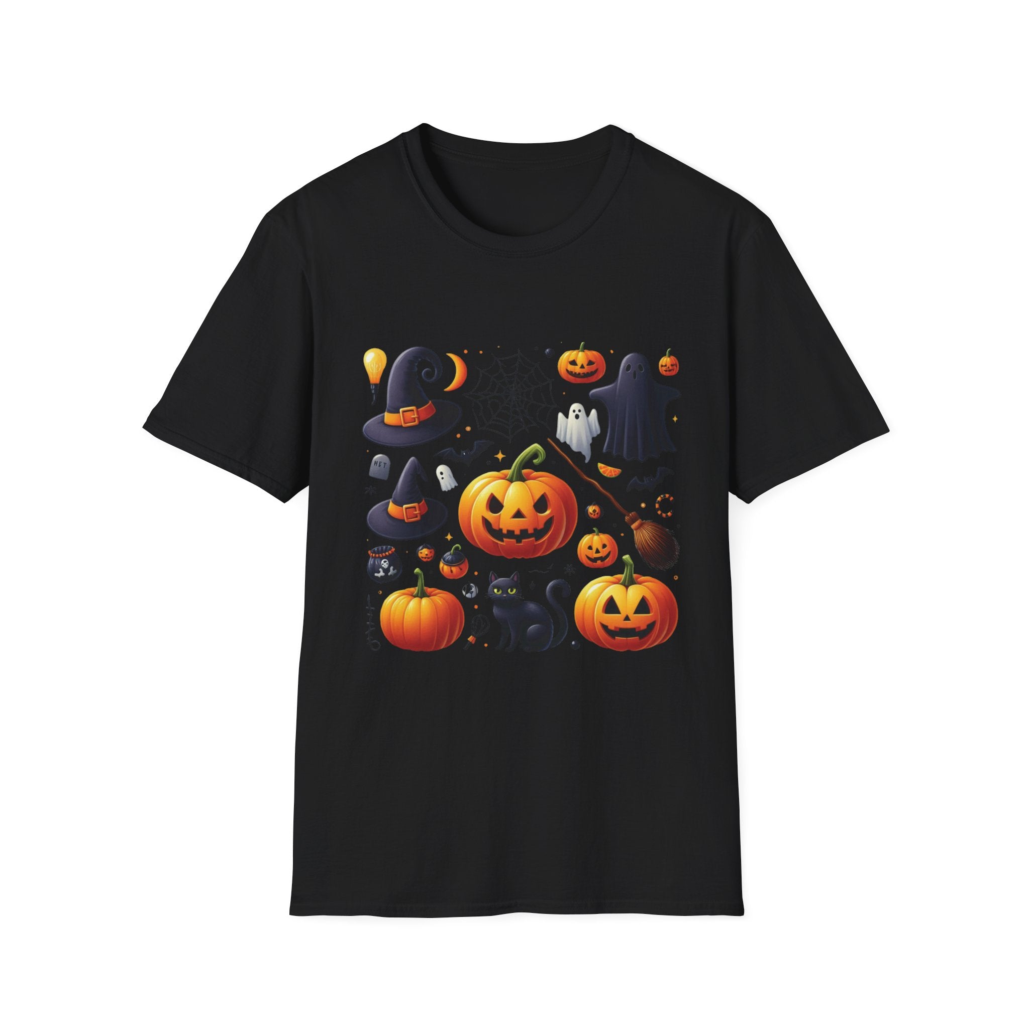 Halloween Pumpkin Face Funny Scary Mens Cotton T-Shirt Tee Top Unisex Women Gift