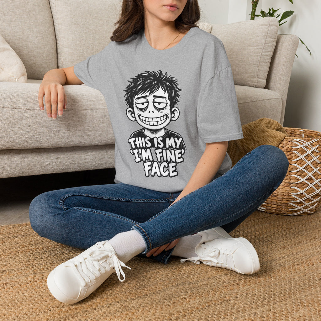 Funny Dark Humor Shirt This Is My I'm Fine Face Funny Office Tee Unique Gift