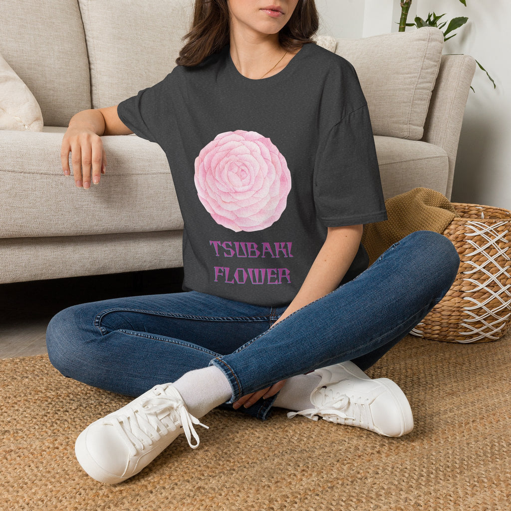 Tsubaki Japanese Camellia Unisex Softstyle T-Shirt Gift Cotton Japan Art Flower