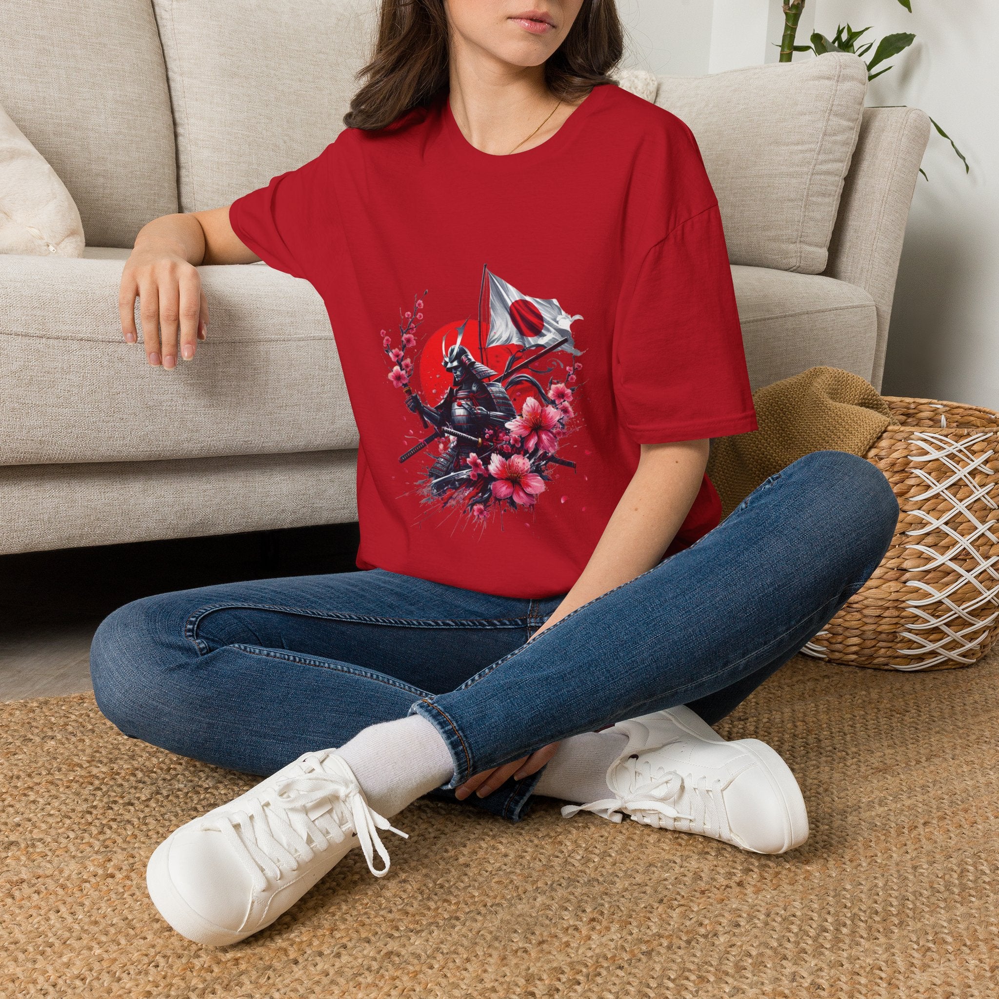 Japan Unisex Softstyle T-Shirt Japanese Art Sakura Samurai Cotton Gift Unique