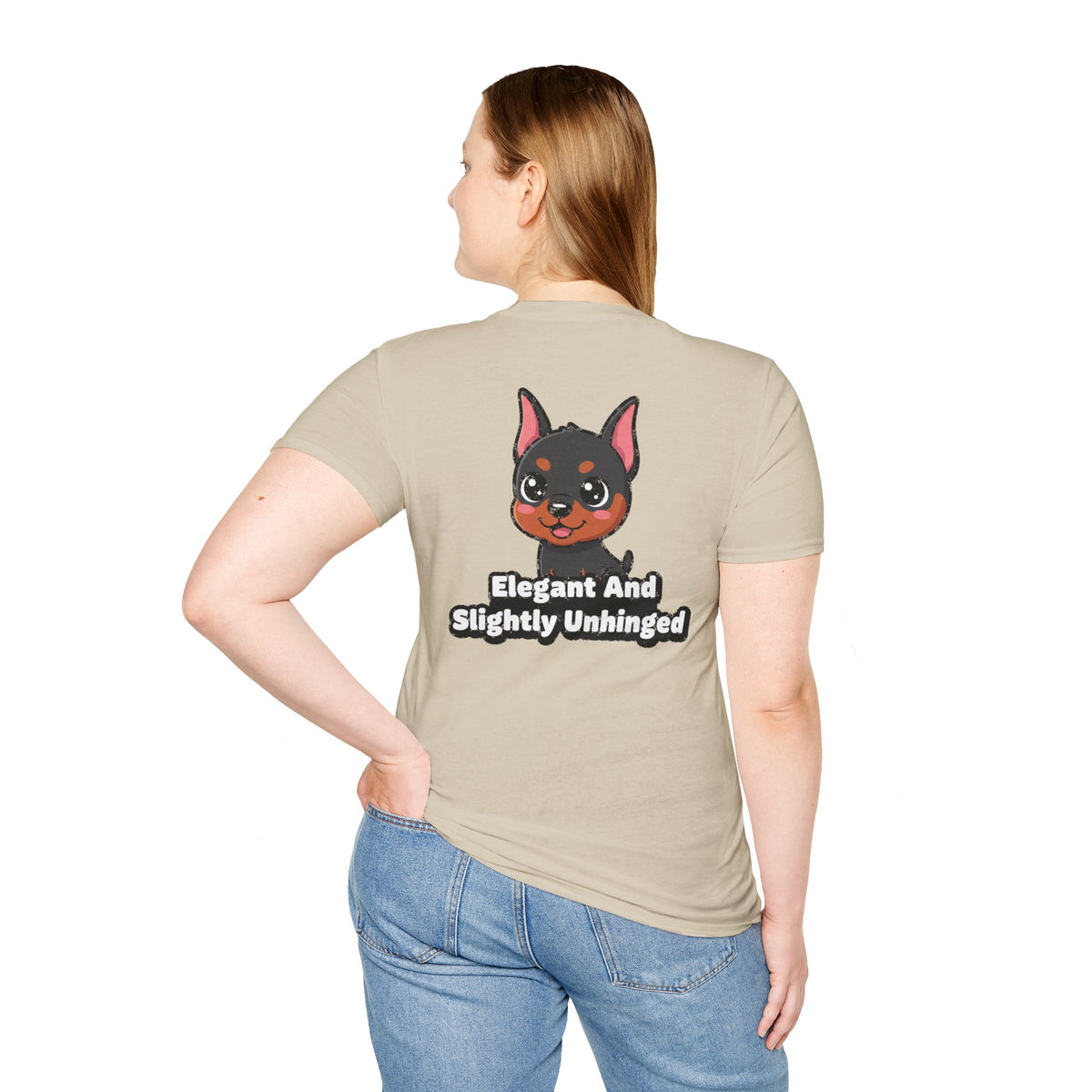 Cute Doberman Shirt Elegant And Slightly Unhinged Funny Dog Lover Unisex Softstyle Tee Gift