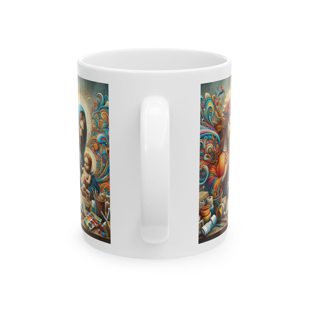 Holy Family Art Ceramic Coffee Mug, Christian Religious Gift, Jesus Mary 11oz