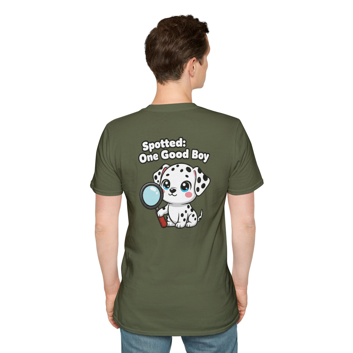 Cute Dalmatian Shirt Spotted: One Good Boy Funny Dog Lover Unisex Softstyle Tee Gift