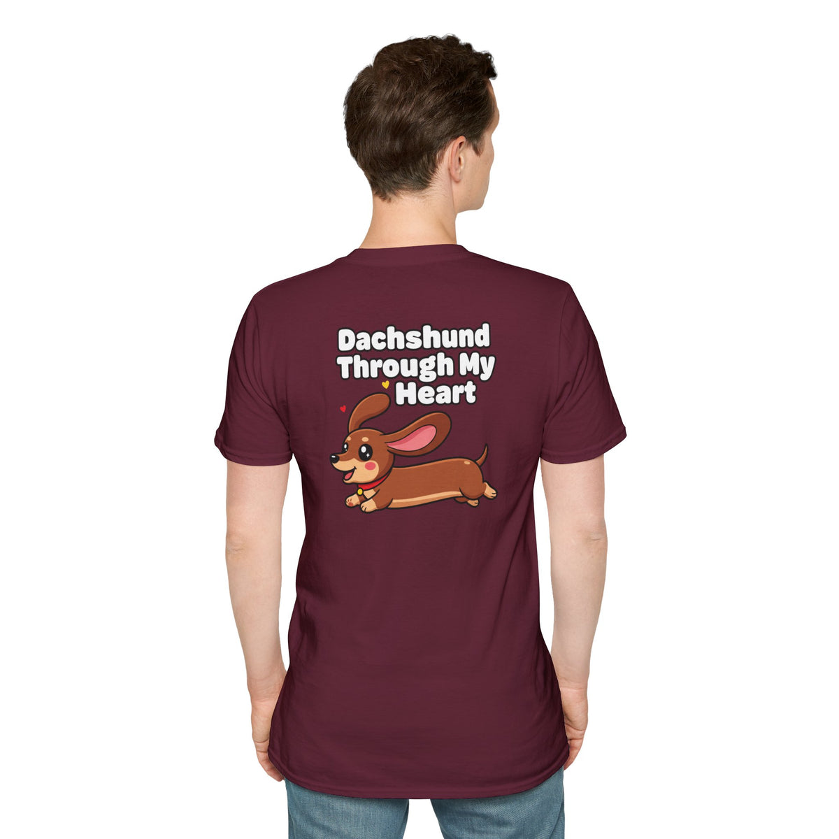 Cute Dachshund Shirt Dachshund Through My Heart Funny Dog Lover Unisex Softstyle Tee Gift