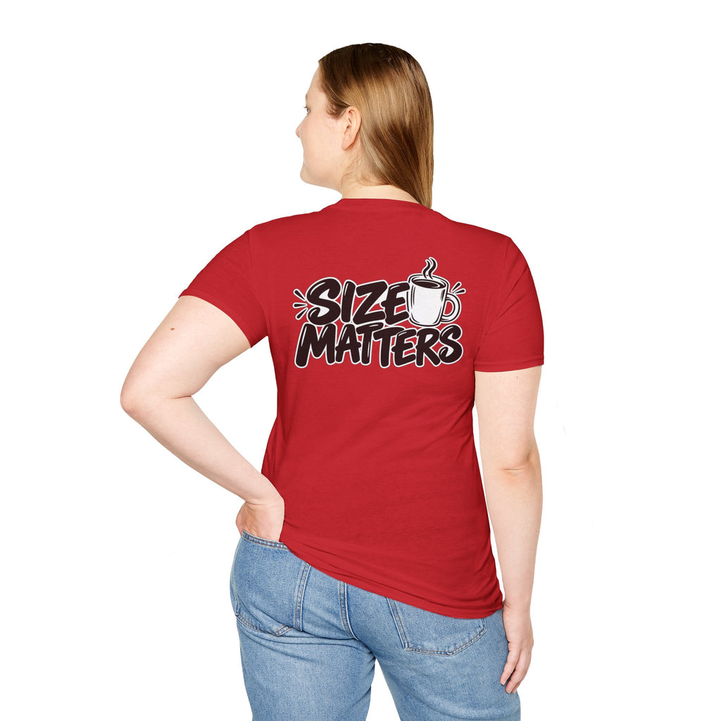 Dark Humor Funny Coffee Shirt Size Matters Novelty Graphic Tee Unique Gift