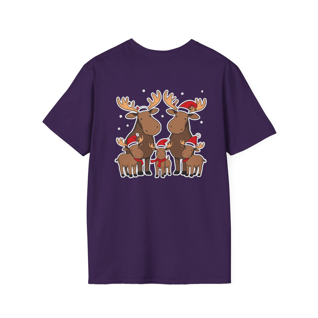 Christmas Moose Family T-Shirt | Cute Cartoon Holiday Design Unique Holiday Gift Shirt