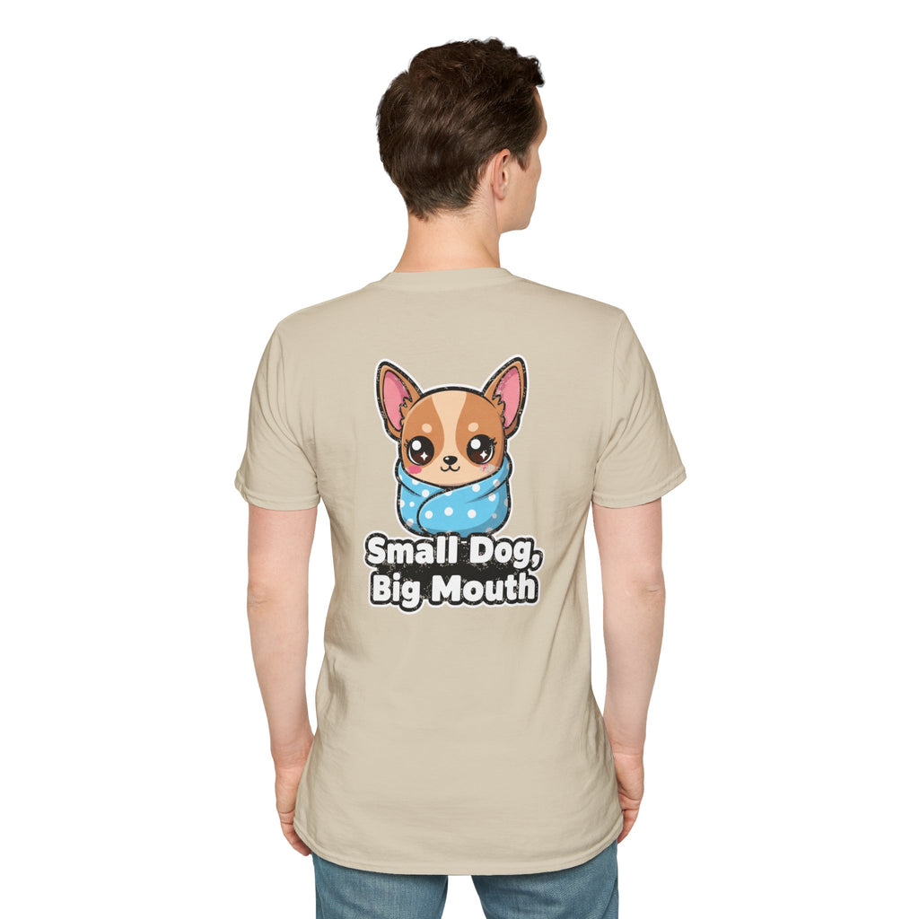 Cute Chihuahua Shirt Small Dog, Big Mouth Funny Dog Lover Unisex Softstyle Tee Gift