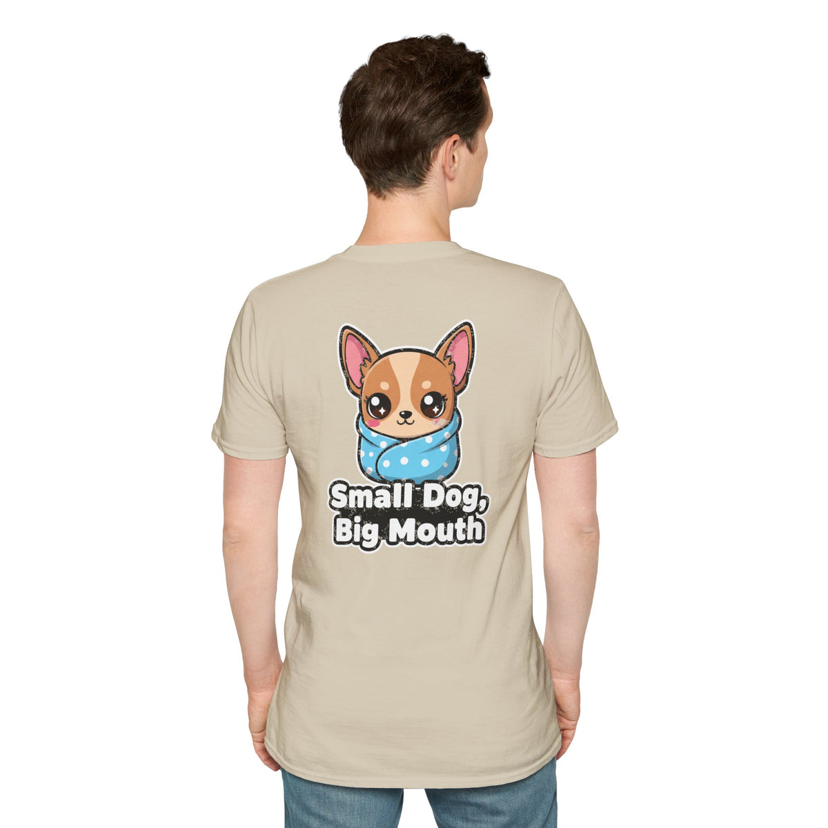 Cute Chihuahua Shirt Small Dog, Big Mouth Funny Dog Lover Unisex Softstyle Tee Gift