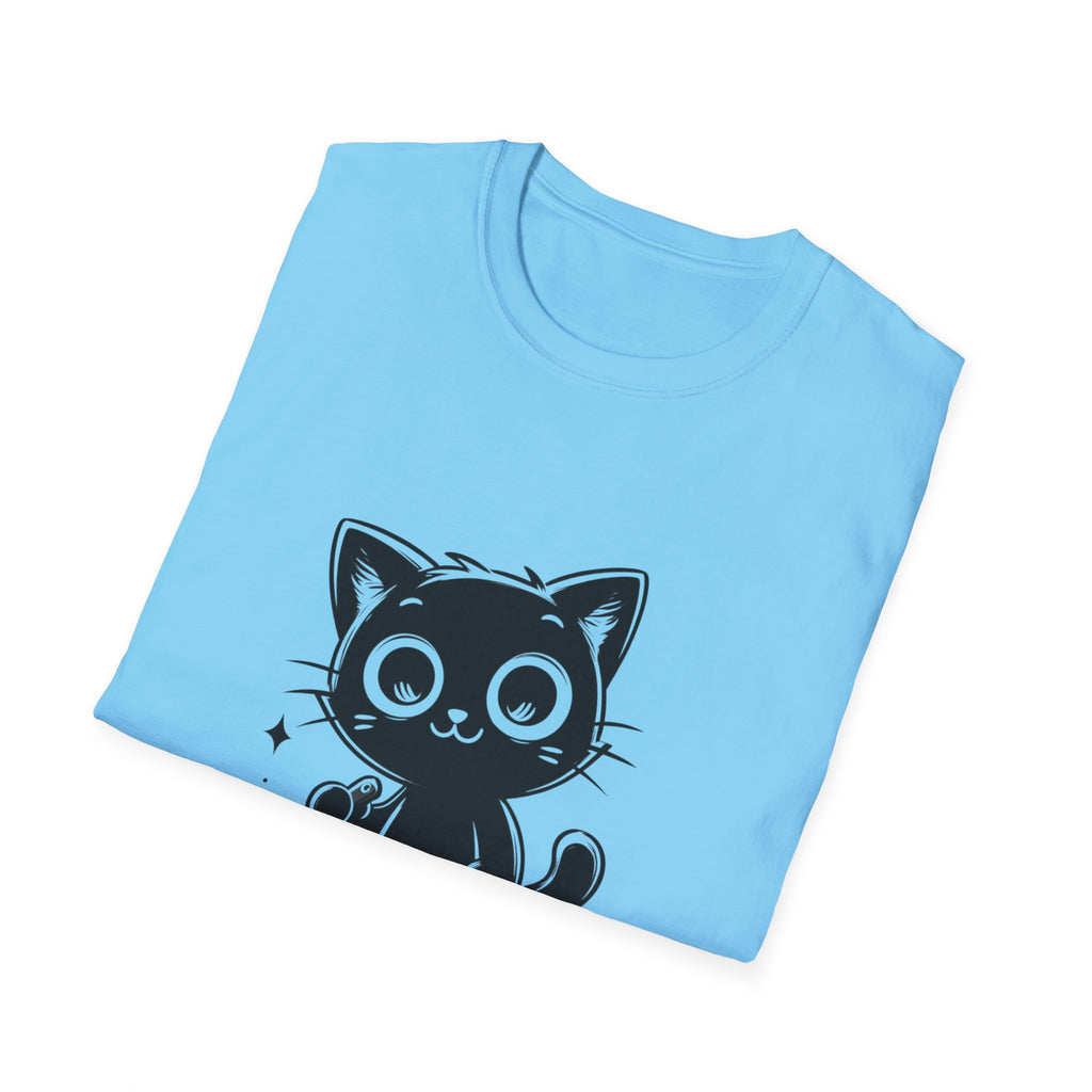 Women's and Men's Funny Cat T-shirt you saw nothing cat with bloody knife Halloween tee Soft Unisex Tshirt Gift for Her