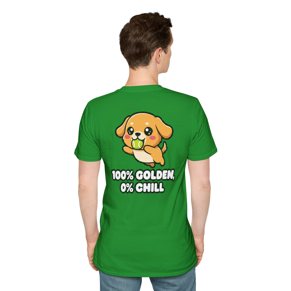 Cute Golden Retriever Shirt 100% Golden, 0% Chill Funny Dog Lover Unisex Softstyle Tee Gift