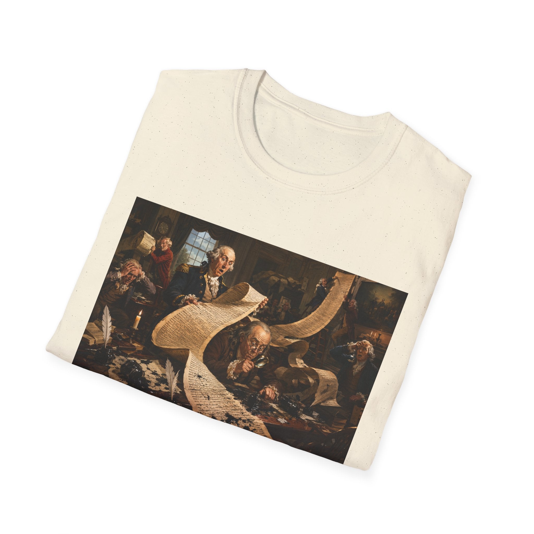 Funny USA Unisex Softstyle T-Shirt Giant Declaration Team Funny Patriotic T-Shirt United States of America Benjamin Franklin George Washington Tshirts