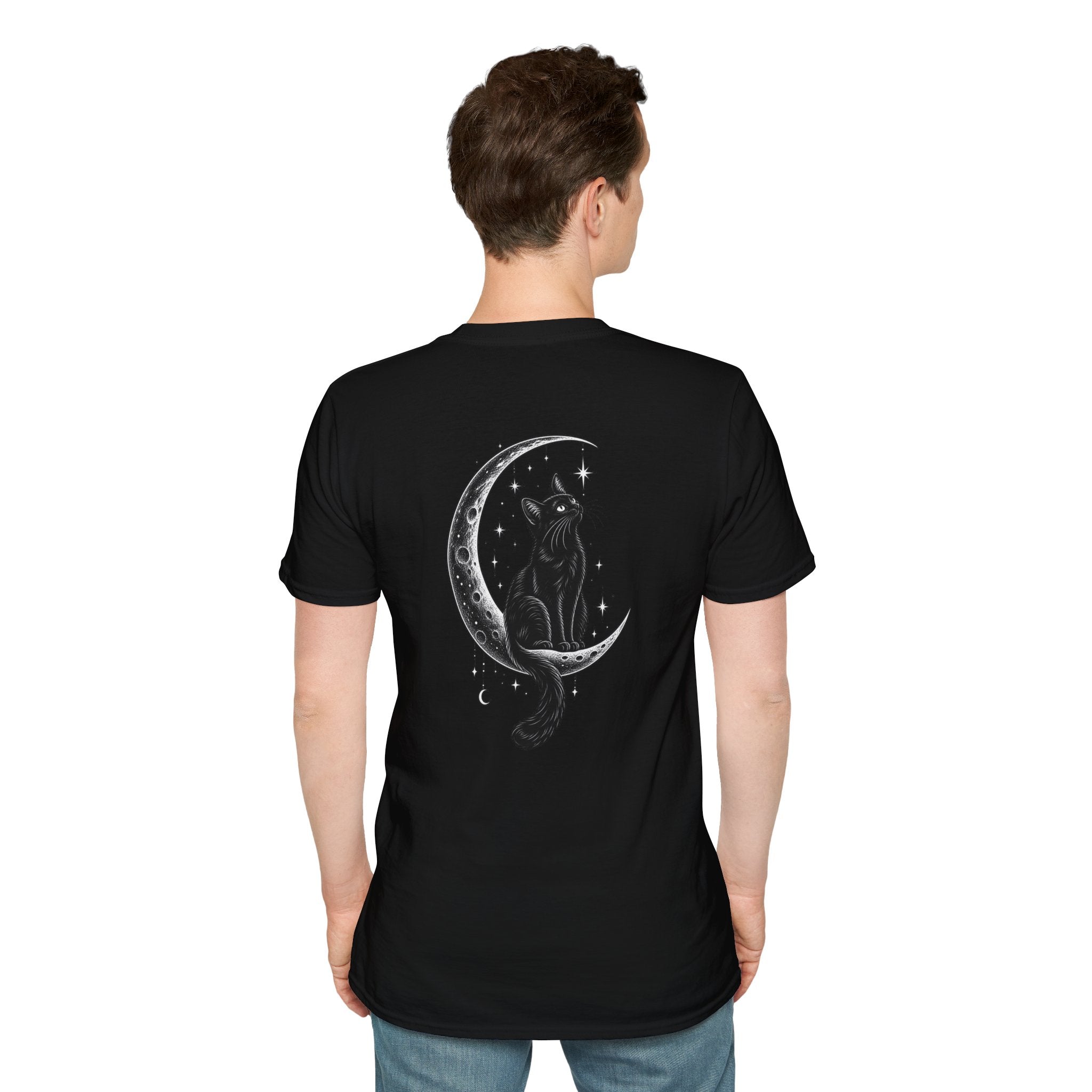Black Cat Shirt Moon Silhouette Minimalist Funny Cat Lover Graphic Tee Unique Gift Black Cat T shirt