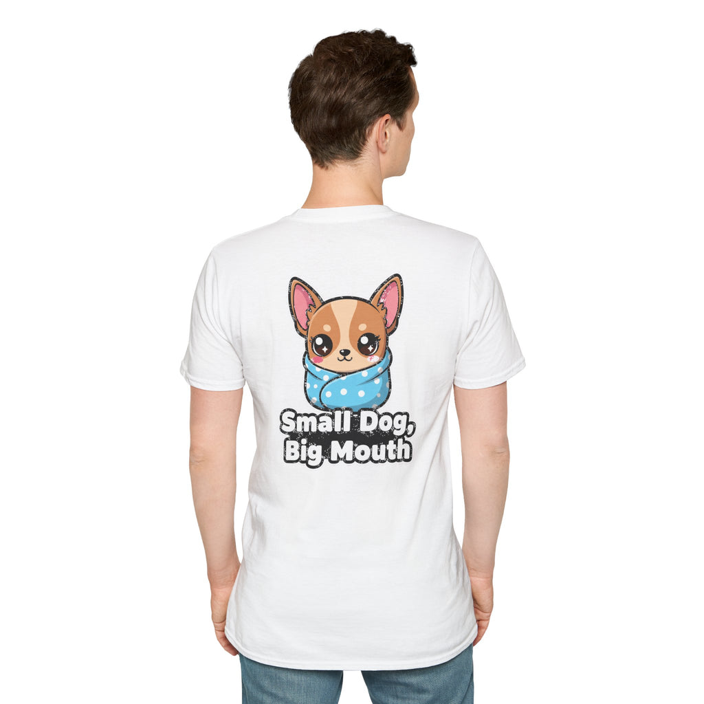 Cute Chihuahua Shirt Small Dog, Big Mouth Funny Dog Lover Unisex Softstyle Tee Gift