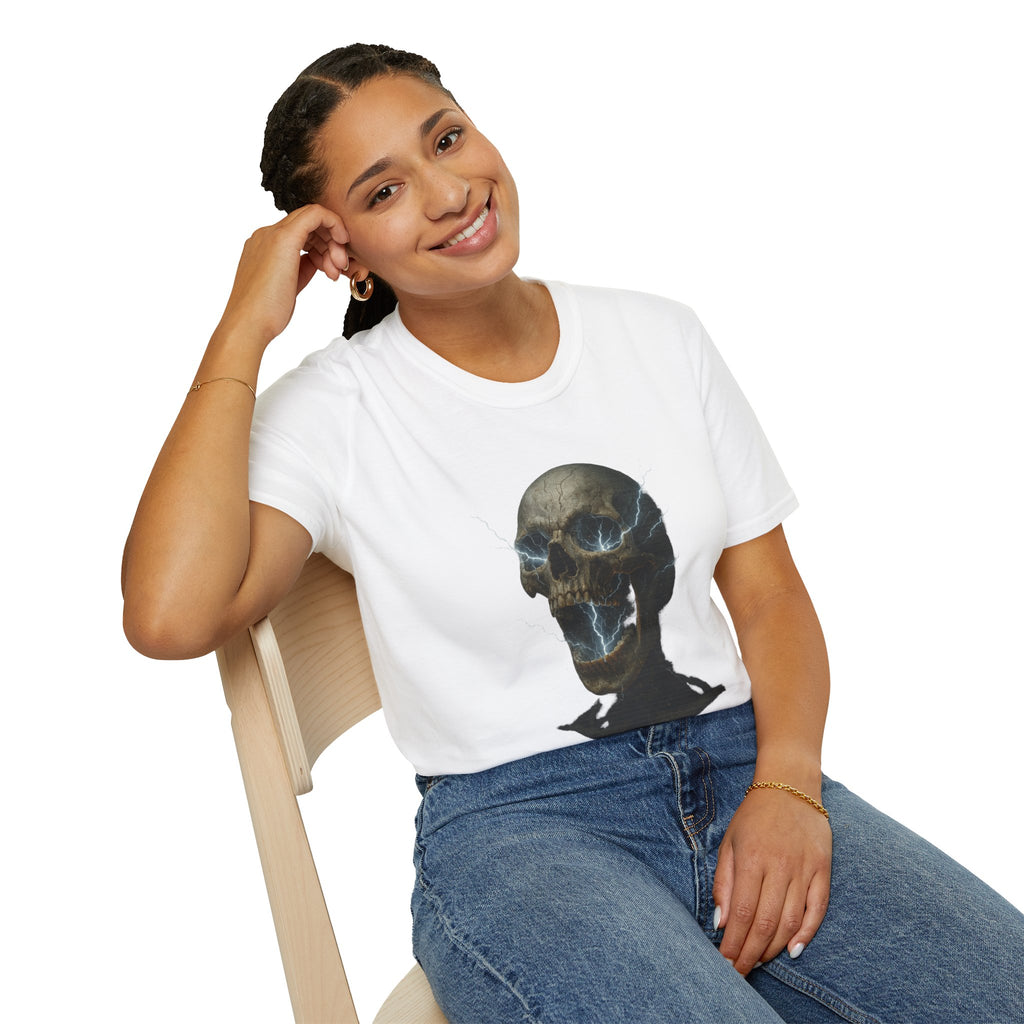 Funny Mens Electric Skull T-Shirt Classic Short Sleeve Shirt Apparel Clothing