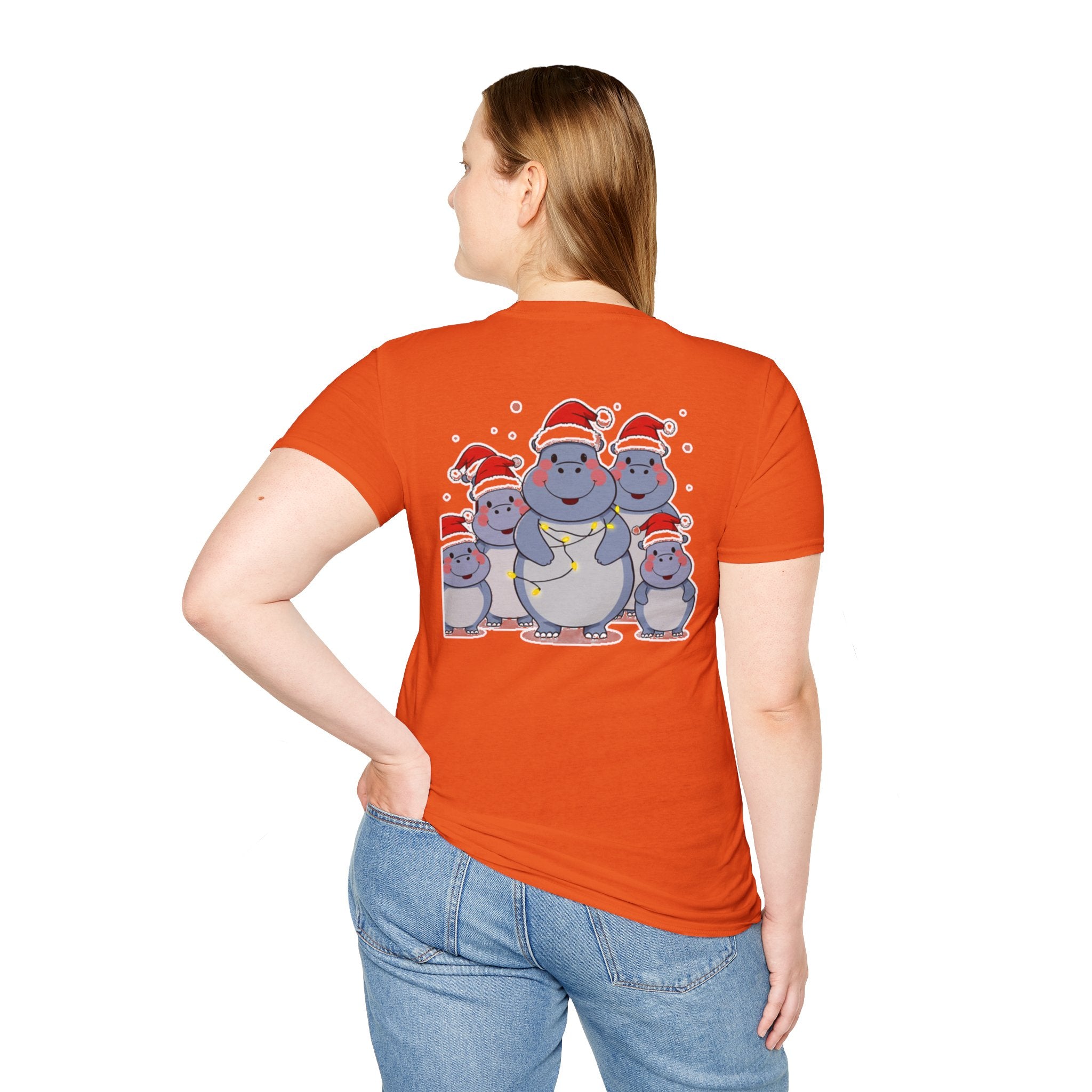 Christmas hippos family cute cartoon t-shirt
