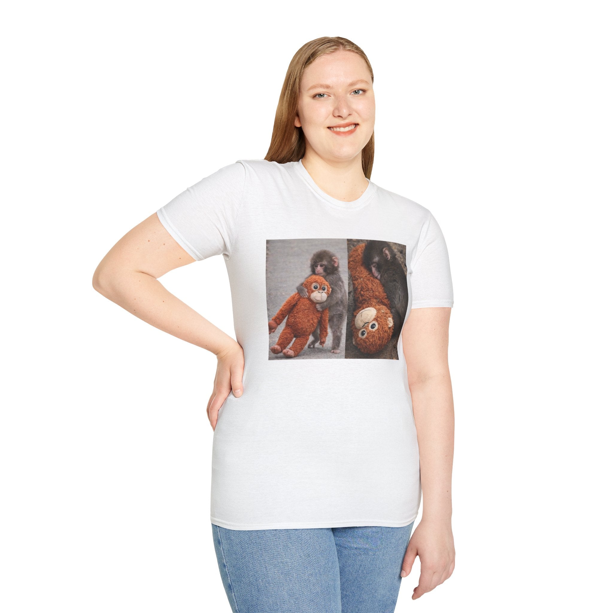 Funny Punch Monkey Viral Animal Tshirt Cute Trendy Unisex Softstyle T-Shirt Gift